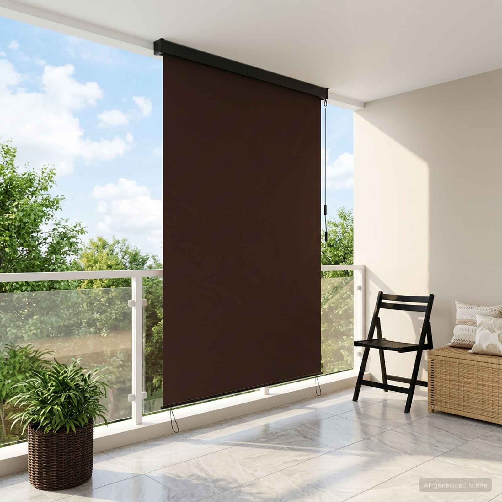 Rulookardin Pruun 60 x 250 cm Kangas ja Alumiinium