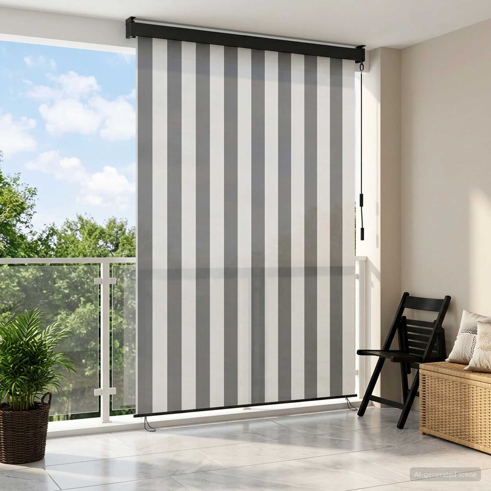Rulookardin Anthracite ja valge 60 x 250 cm