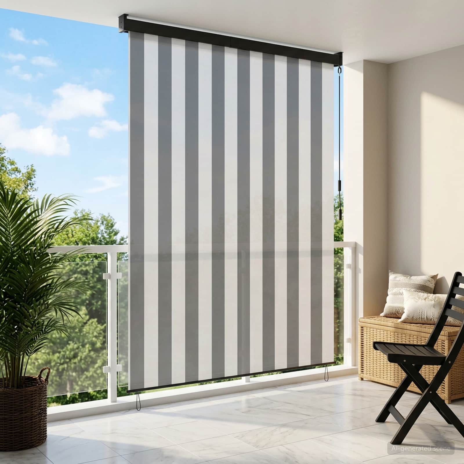 Rulookardin Anthracite ja valge 80 x 250 cm