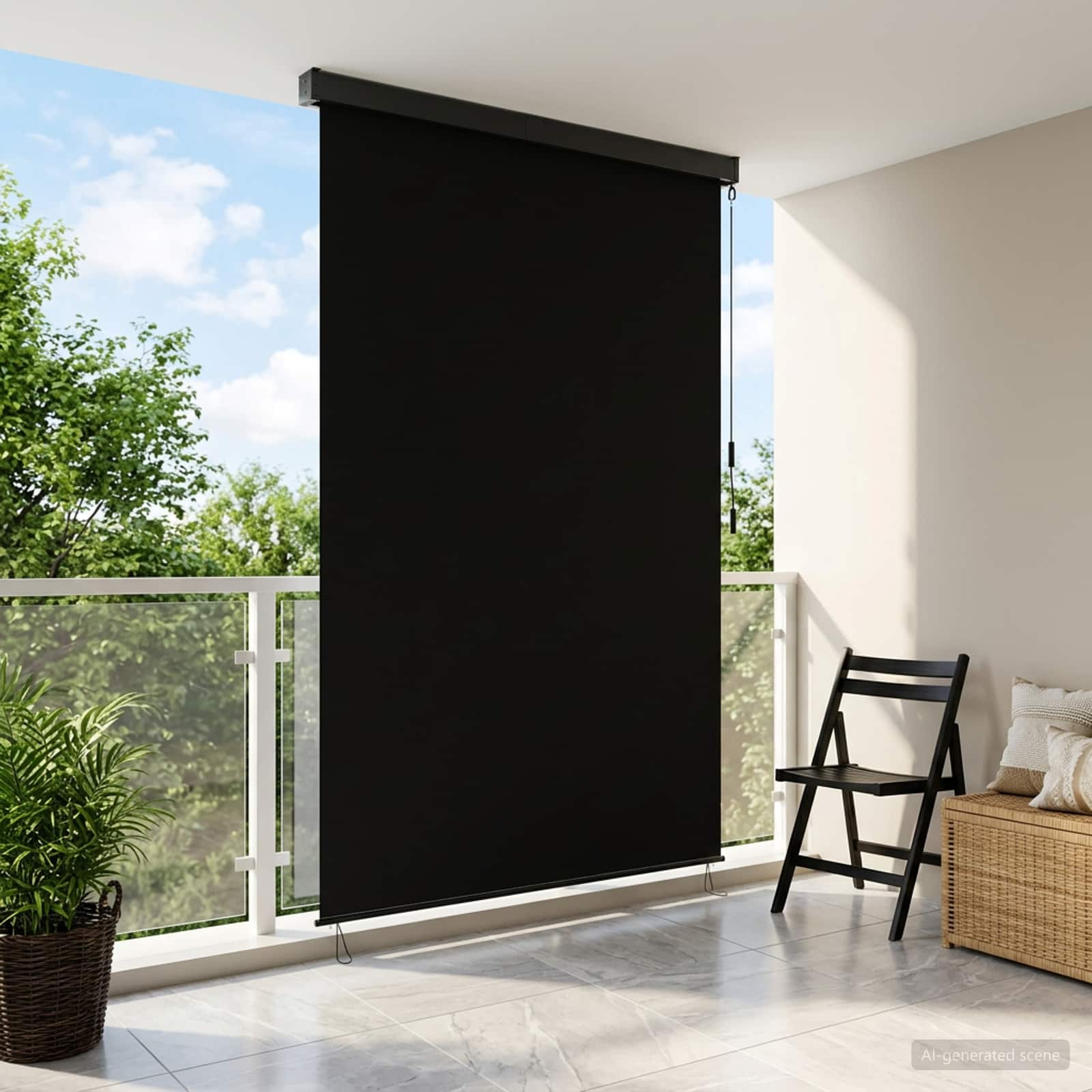 Rulookardin Must 100 x 250 cm Kangas ja Alumiinium