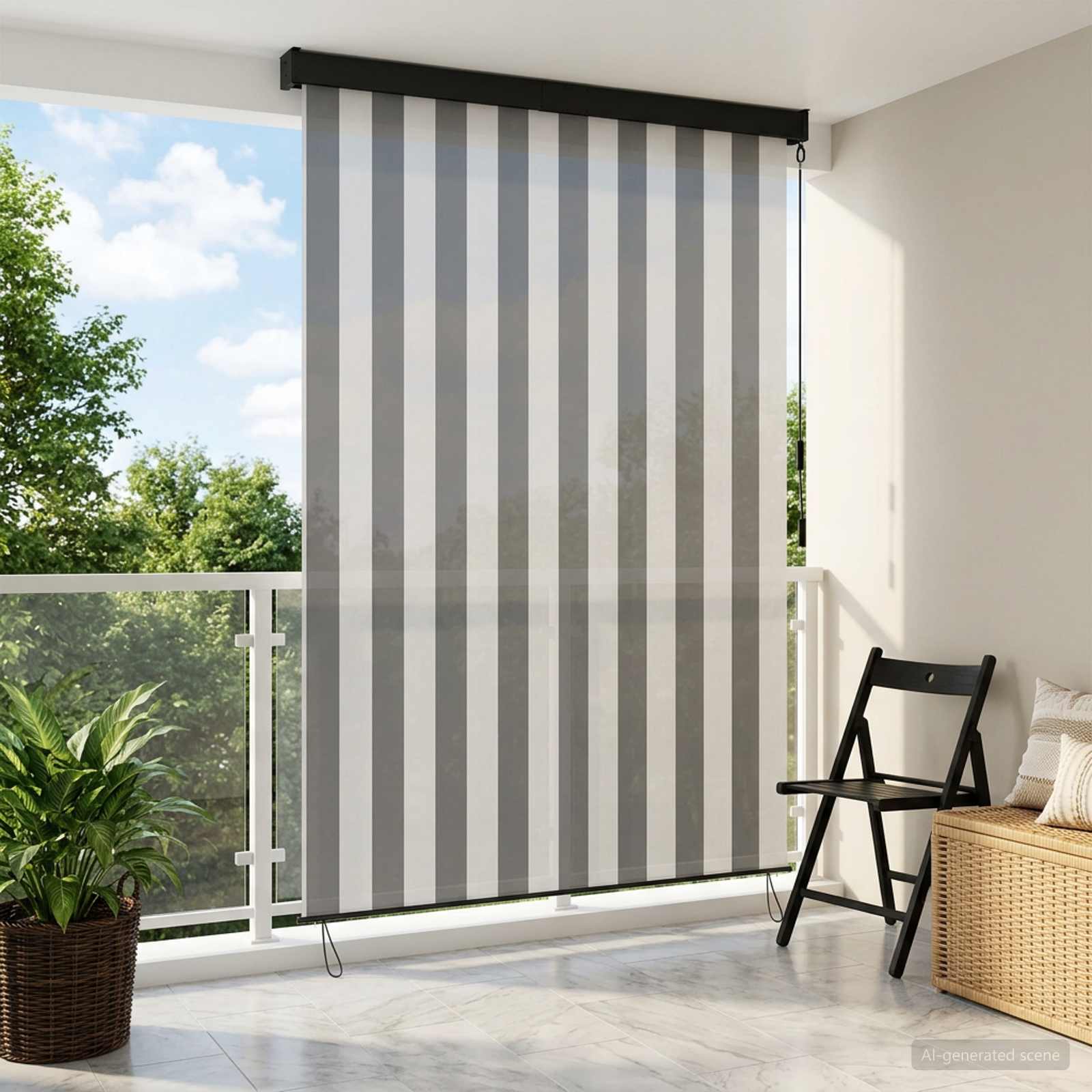 Rulookardin Anthracite ja valge 100 x 250 cm