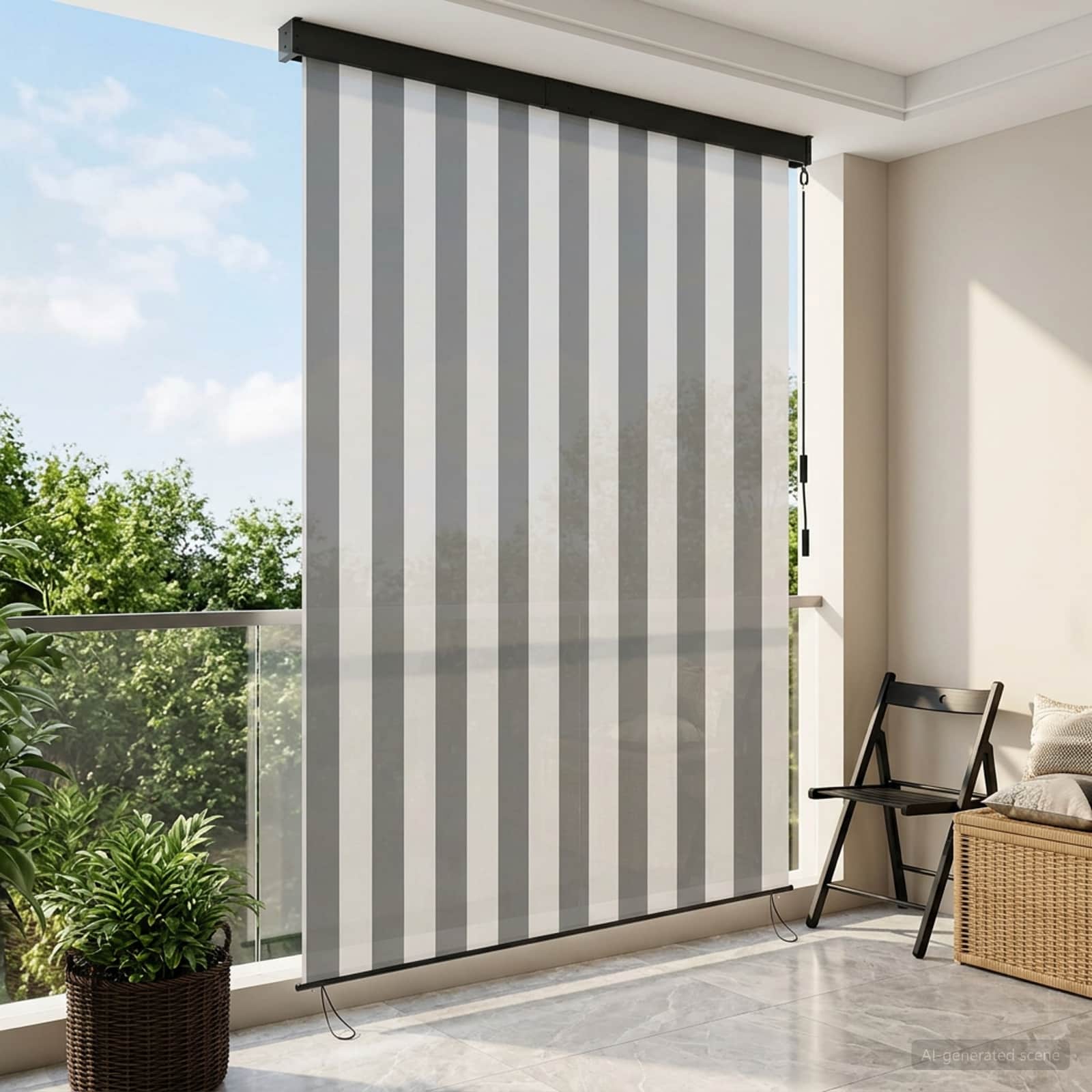 Rulookardin Anthracite ja valge 140 x 250 cm