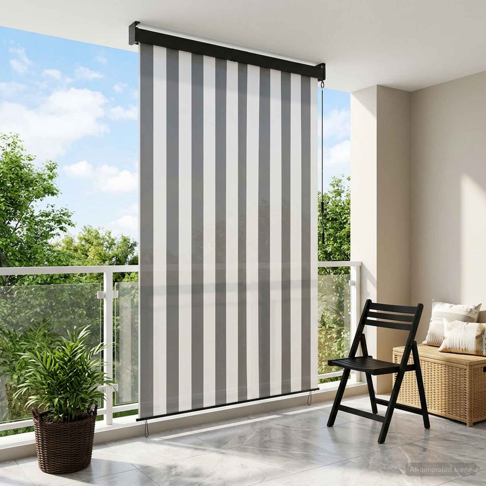 Rulookardin Anthracite ja valge 160 x 250 cm