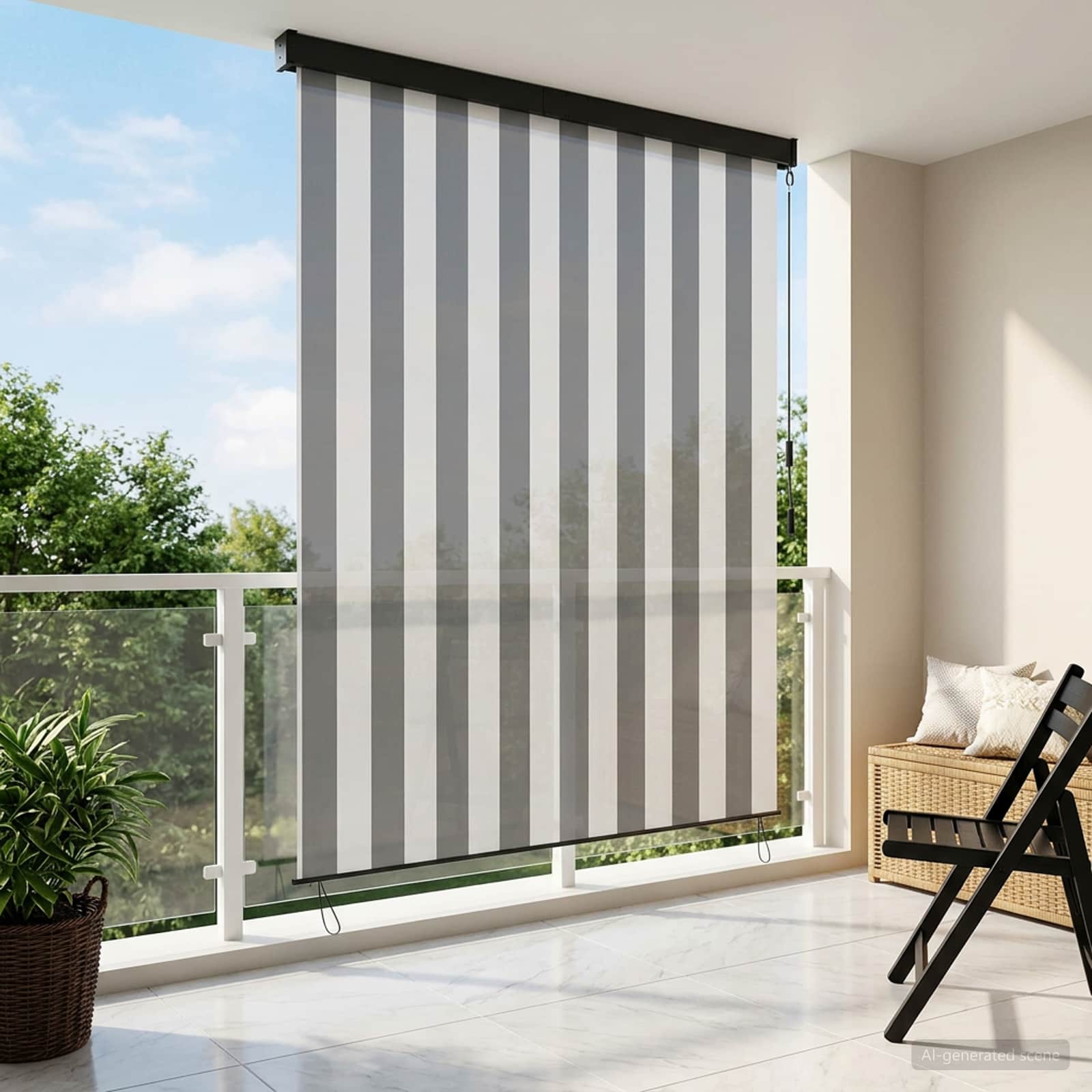 Rulookardin Anthracite ja valge 180 x 250 cm