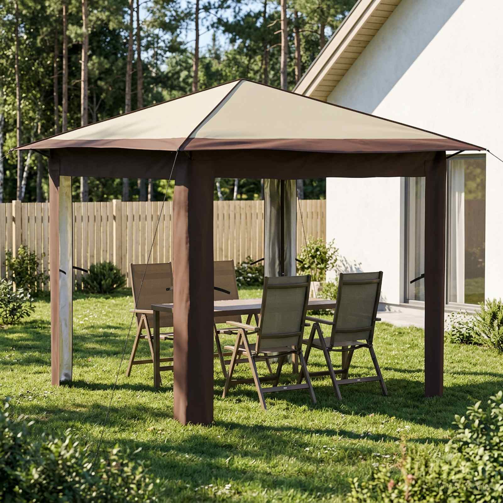Gazebo ilma külgseinata 2,6 x 2,6 m Kreem ja pruun