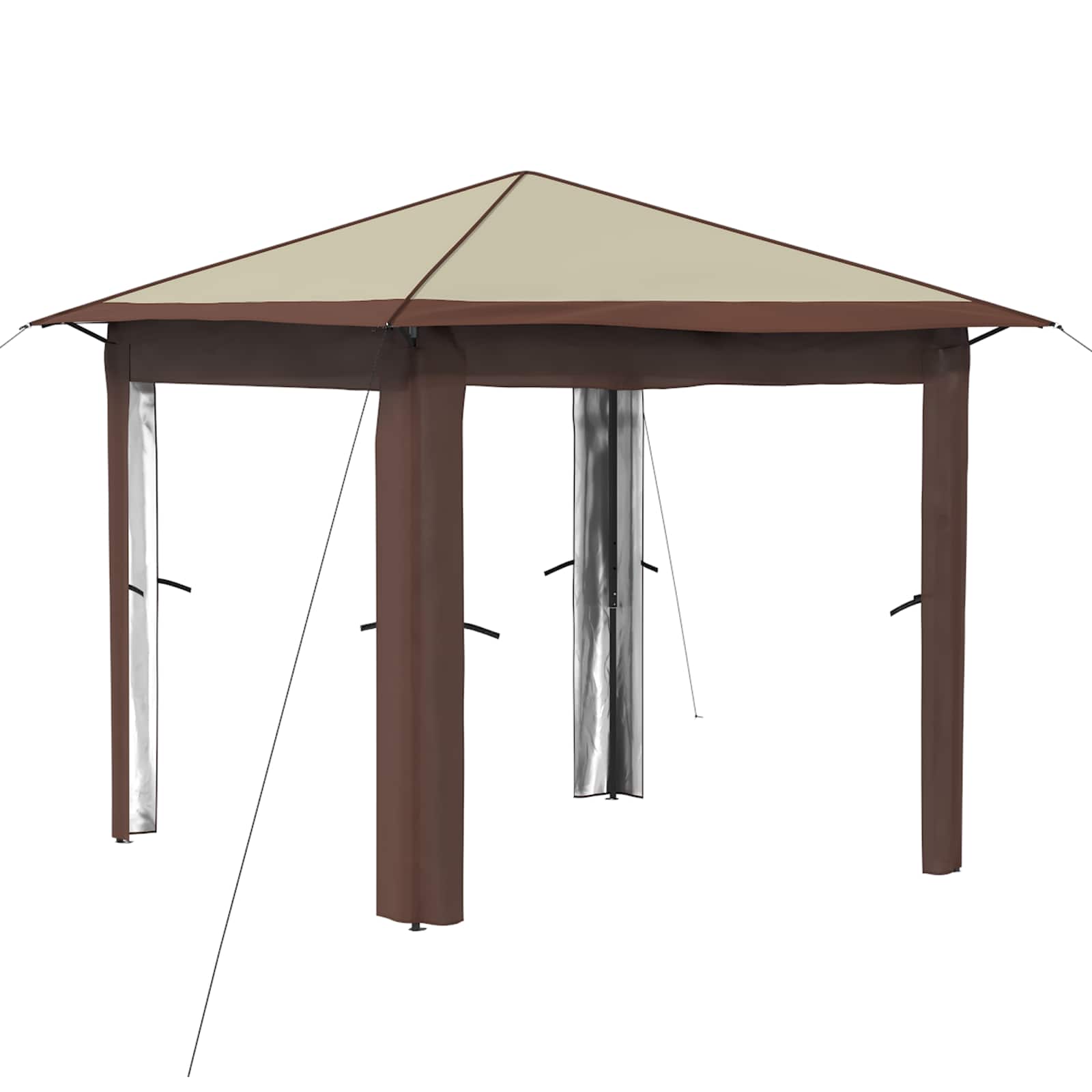 Gazebo ilma külgseinata 2,6 x 2,6 m Kreem ja pruun