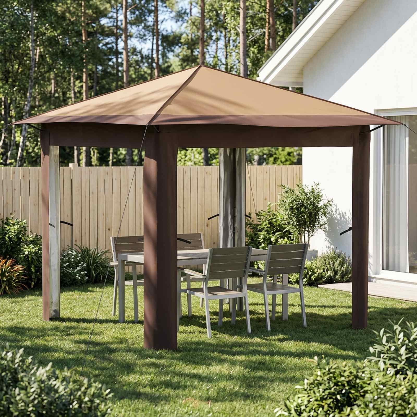 Gazebo ilma külgseinata 2,6 x 2,6 m Bež ja pruun