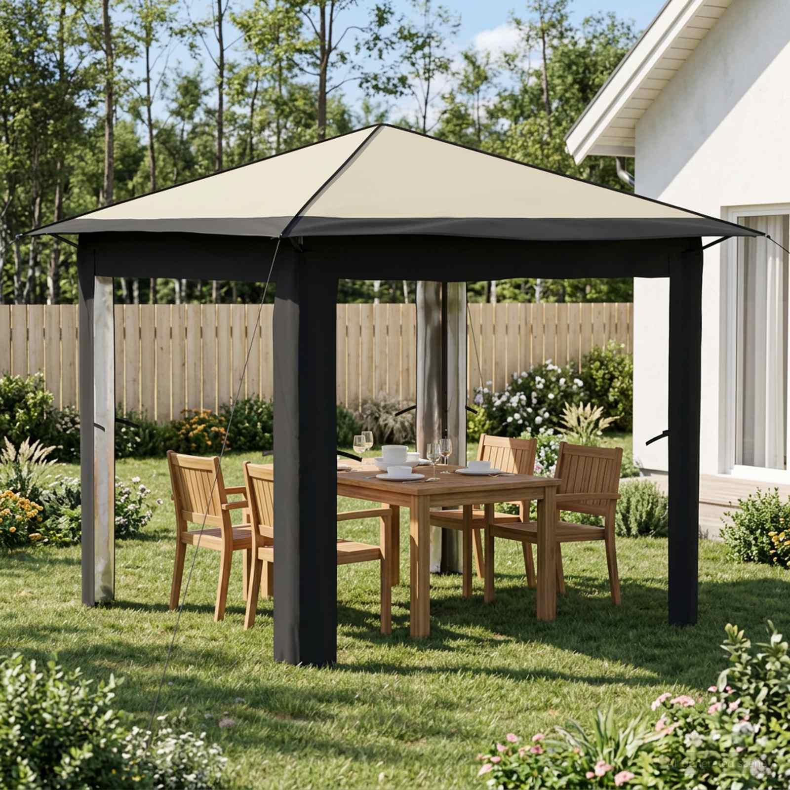 Gazebo ilma külgseinata 2,6 x 2,6 m Kreem ja antriit