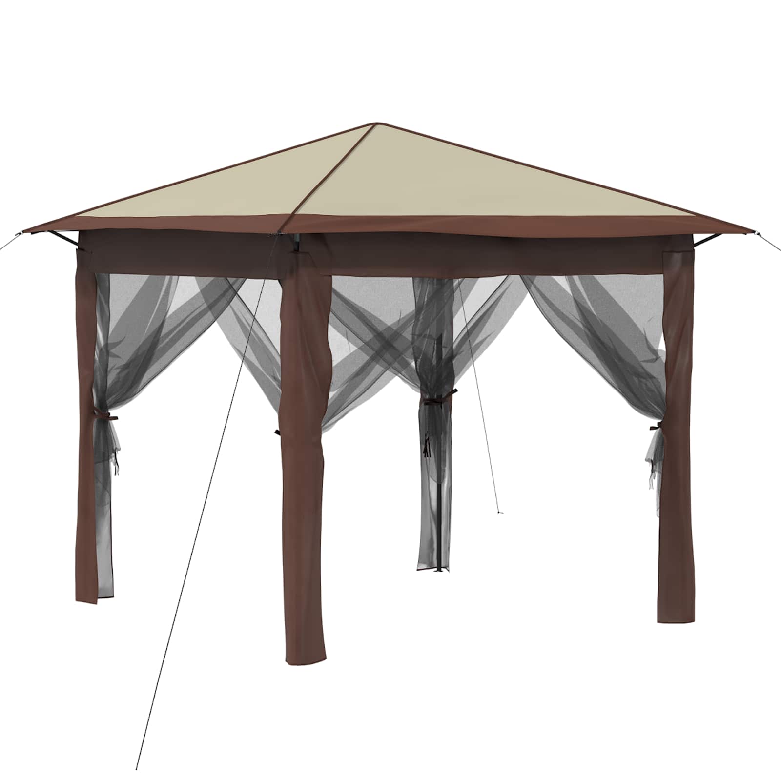 Gazebo nelja külgseina ka 2,6 x 2,6 m Kreem ja pruun