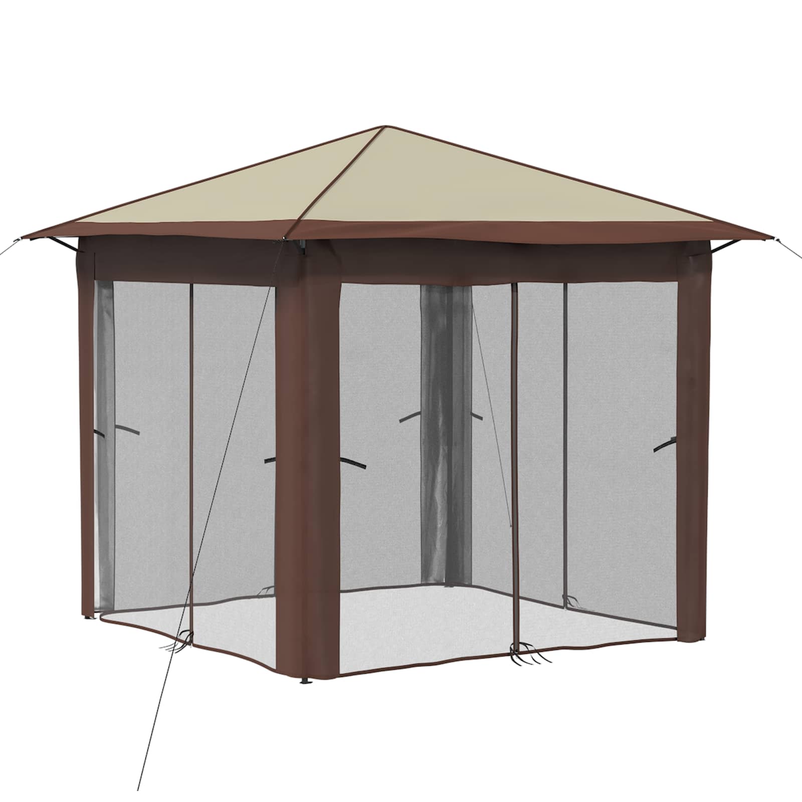 Gazebo nelja külgseina ka 2,6 x 2,6 m Kreem ja pruun