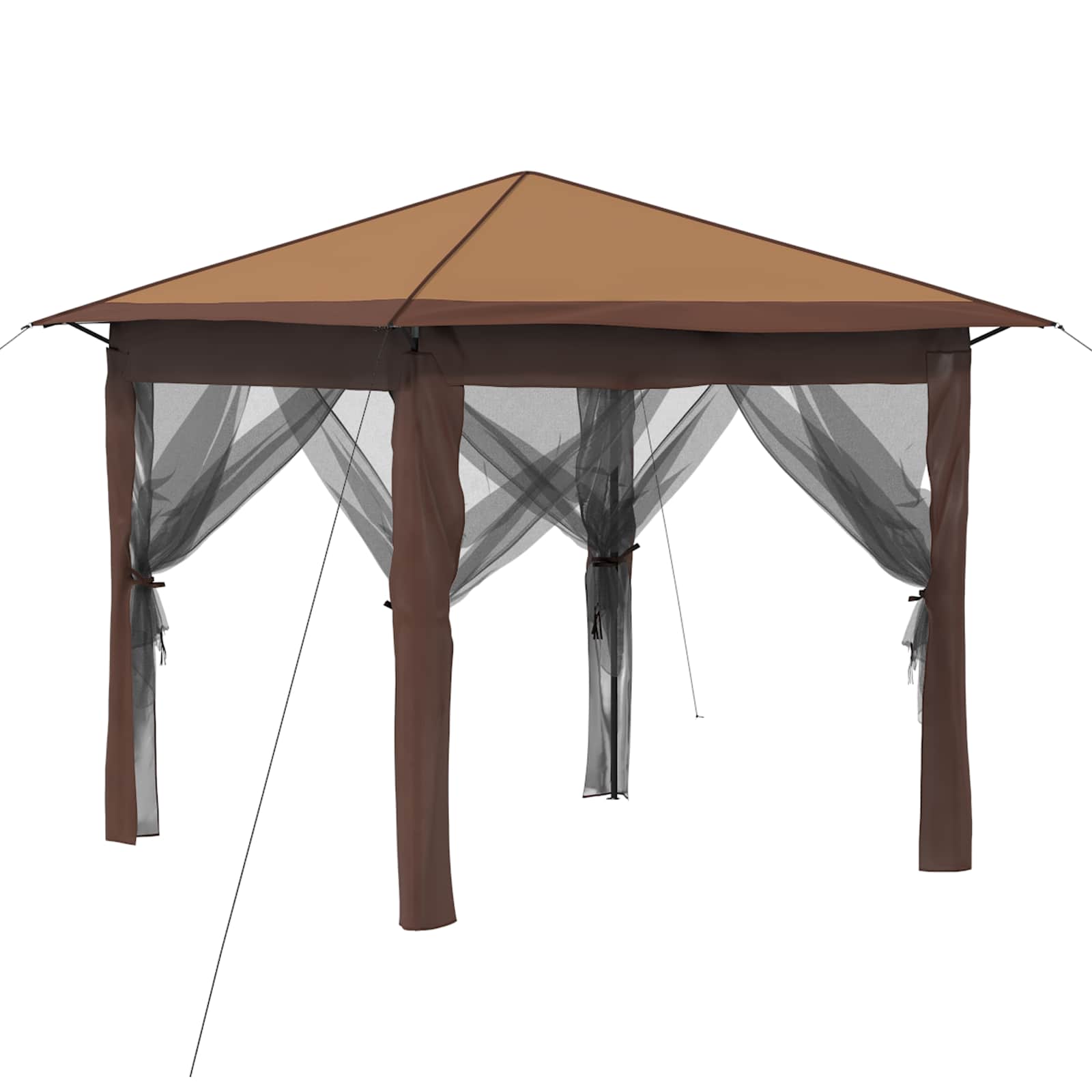 Gazebo nelja külgseina ka 2,6 x 2,6 m Bež ja pruun