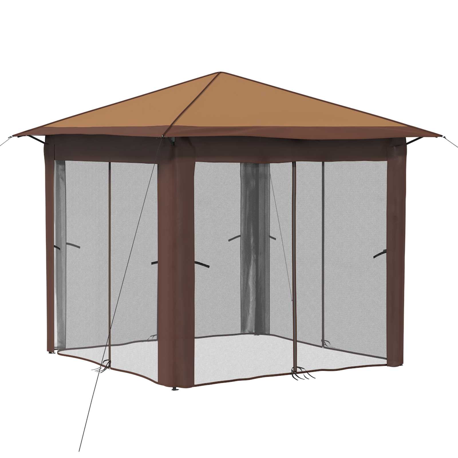 Gazebo nelja külgseina ka 2,6 x 2,6 m Bež ja pruun