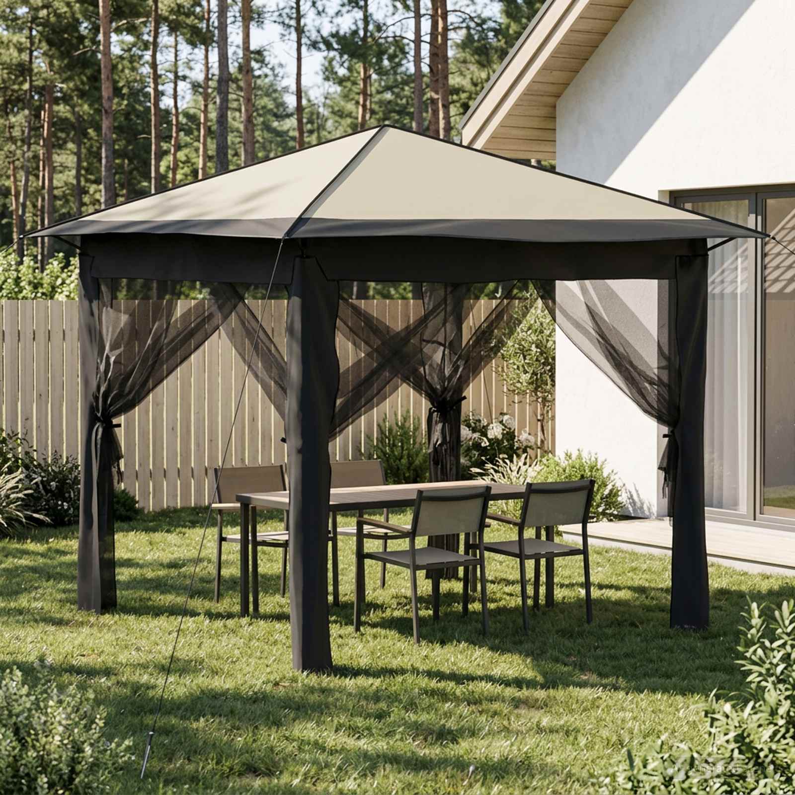 Gazebo nelja külgseina ka 2,6 x 2,6 m Kreem ja antriit