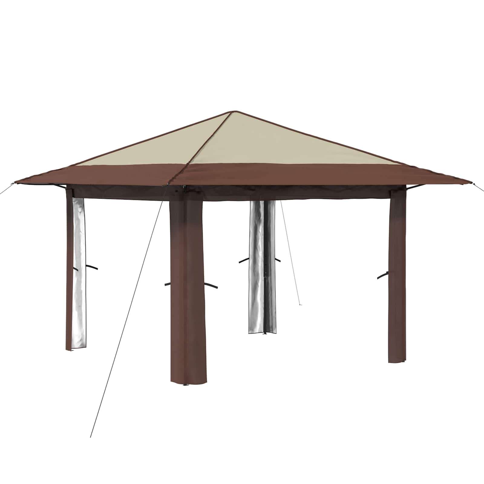 Gazebo ilma külgseinata 3.3 x 3.3 m Kreem ja pruun