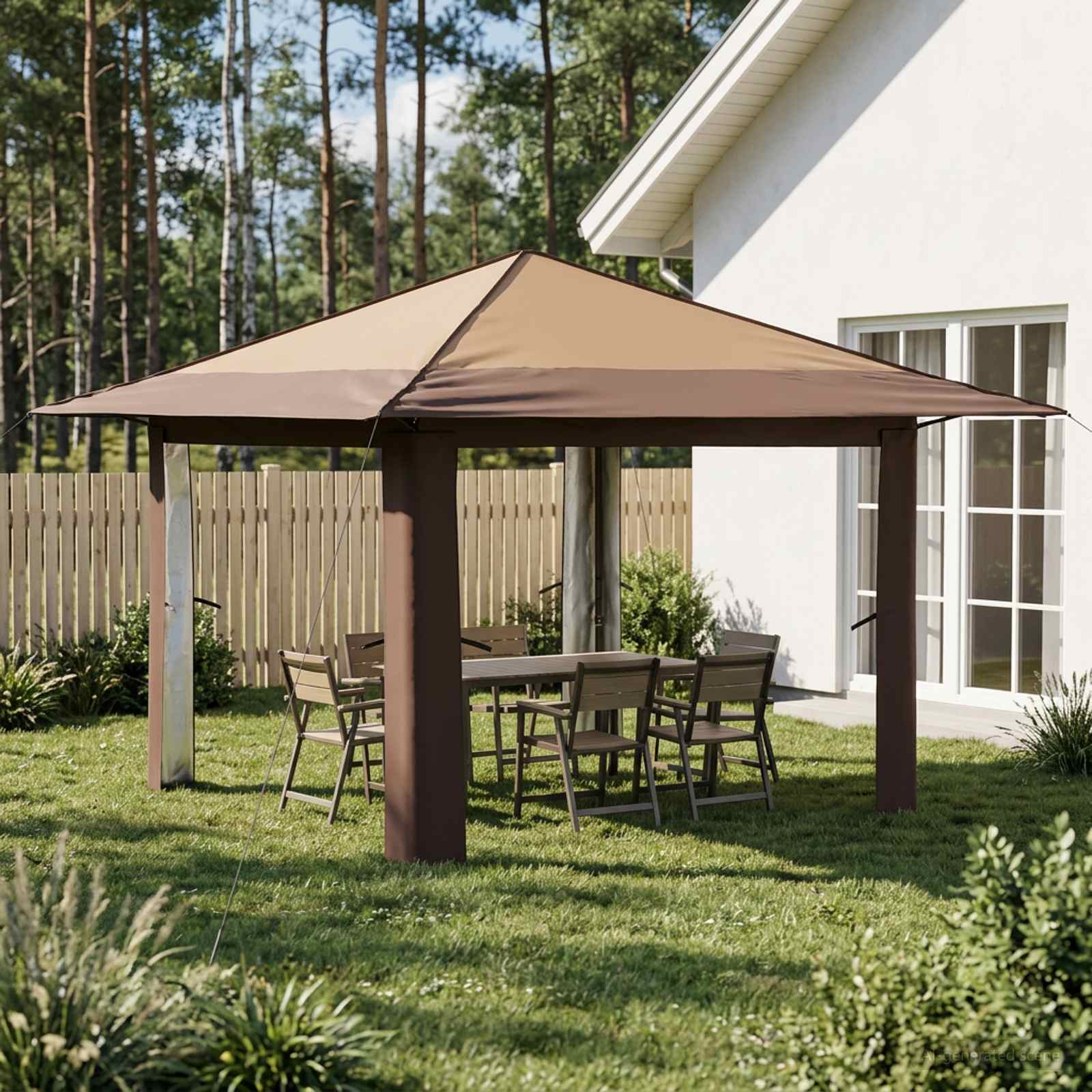 Gazebo ilma külgseinata 3,3 x 3,3 m Bež ja pruun