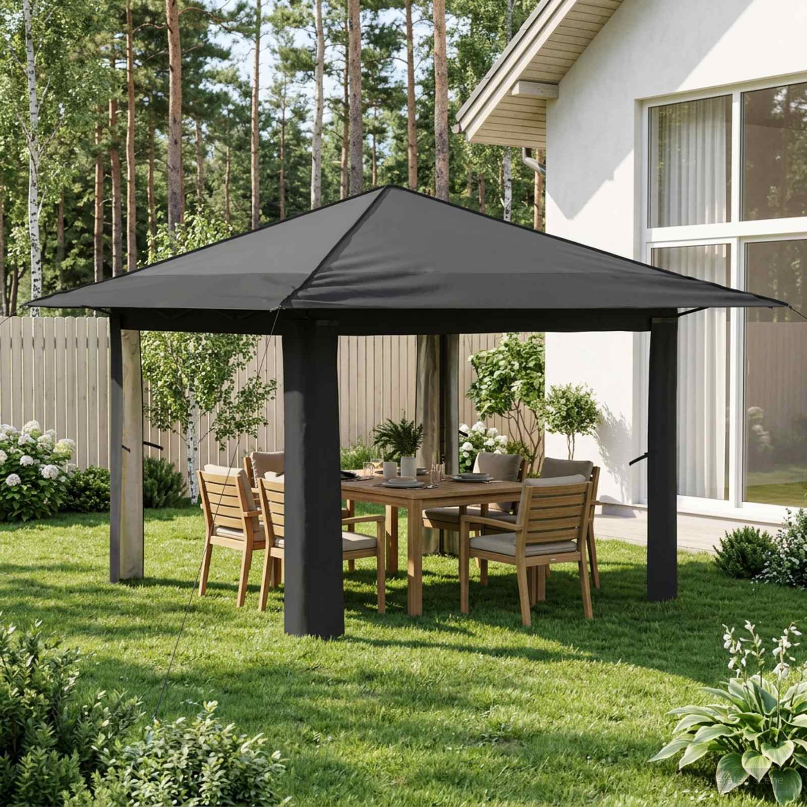 Gazebo ilma külgseinata 3,3 x 3,3 m Helehall ja antratsiit