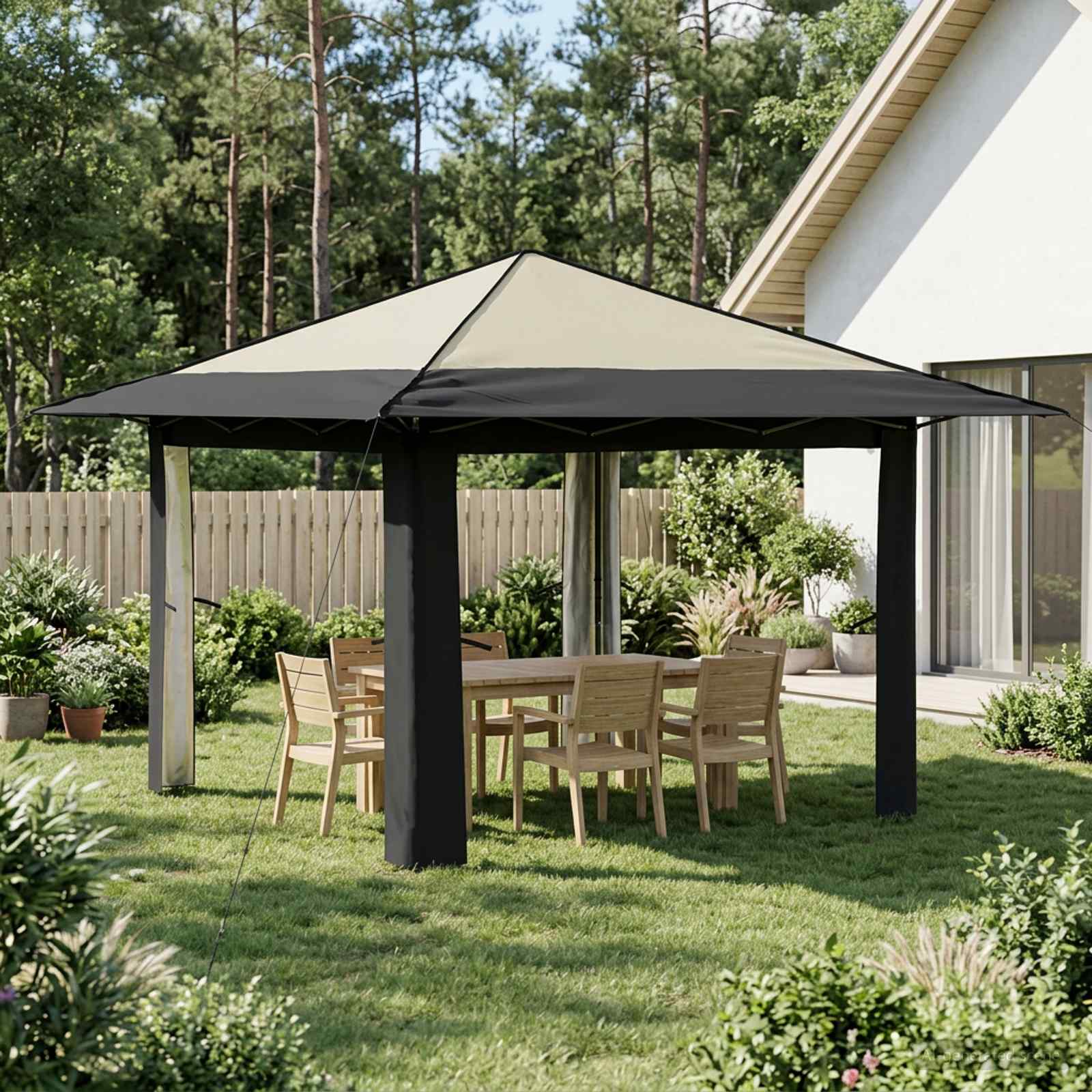 Gazebo ilma külgseinata 3,3 x 3,3 m Kreem ja antriit