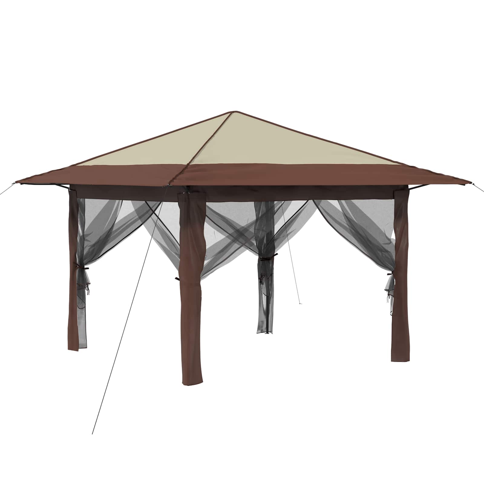 Gazebo nelja külgseina ka 3,3 x 3,3 m Kreem ja pruun