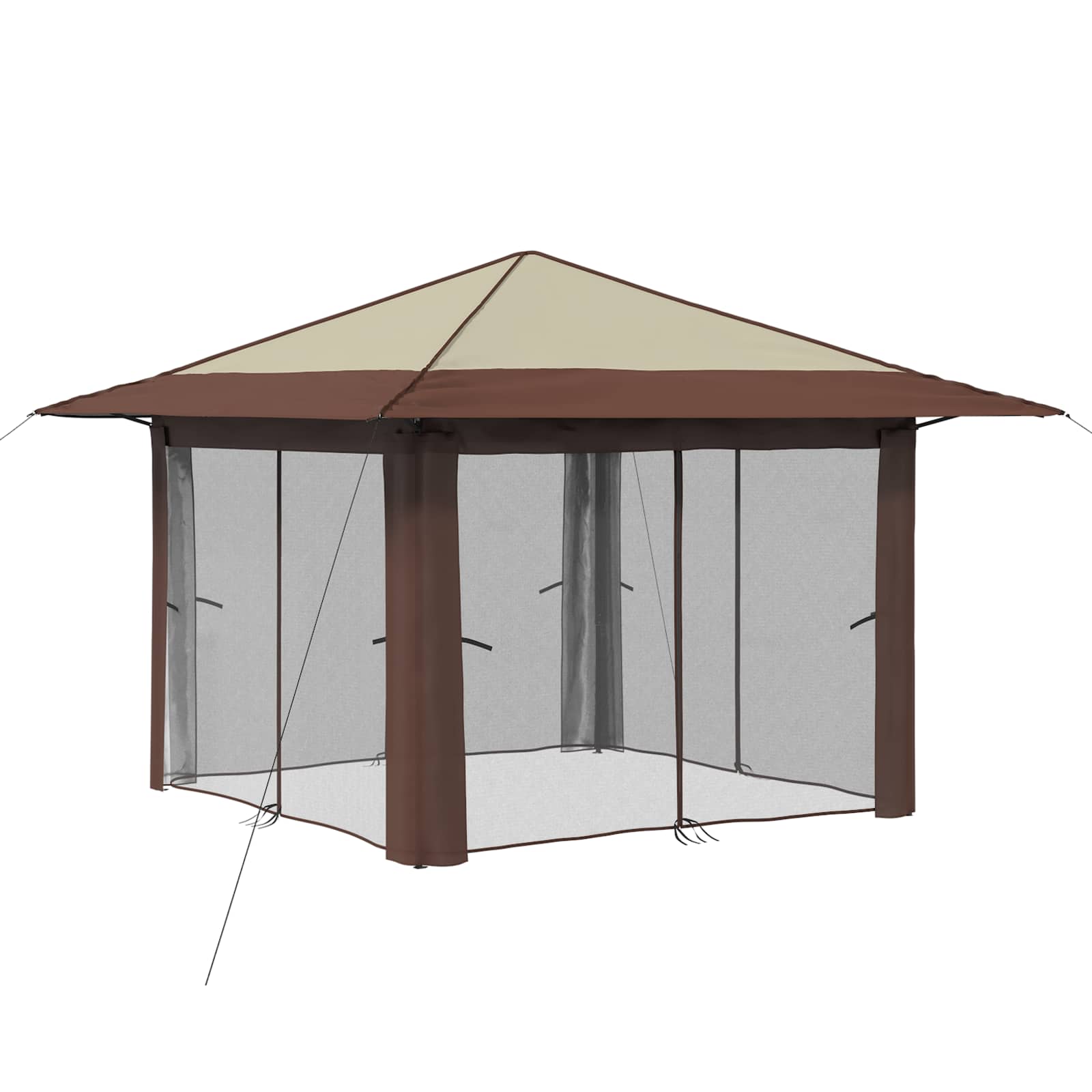 Gazebo nelja külgseina ka 3,3 x 3,3 m Kreem ja pruun