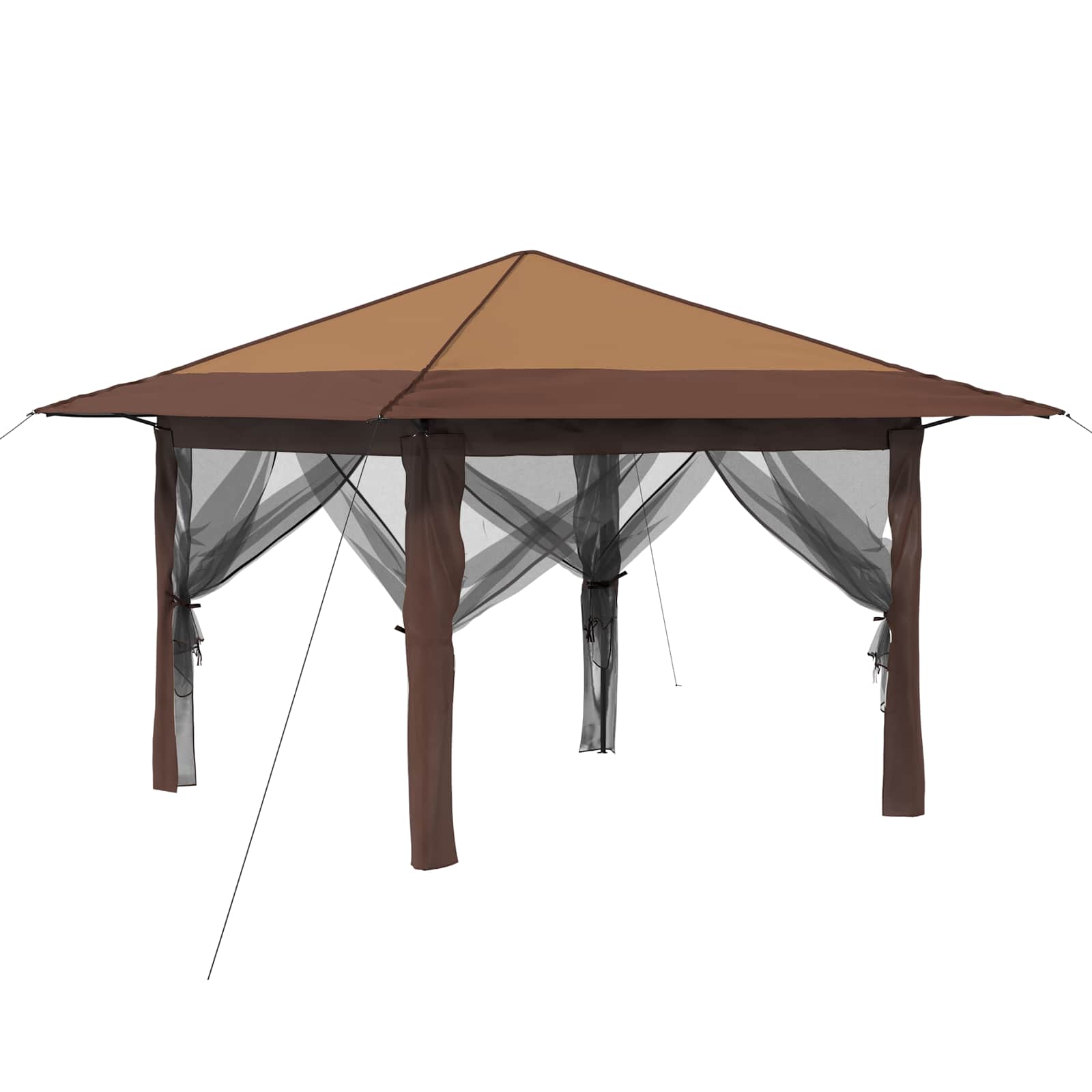 Gazebo nelja külgseina ka 3,3 x 3,3 m Bež ja pruun