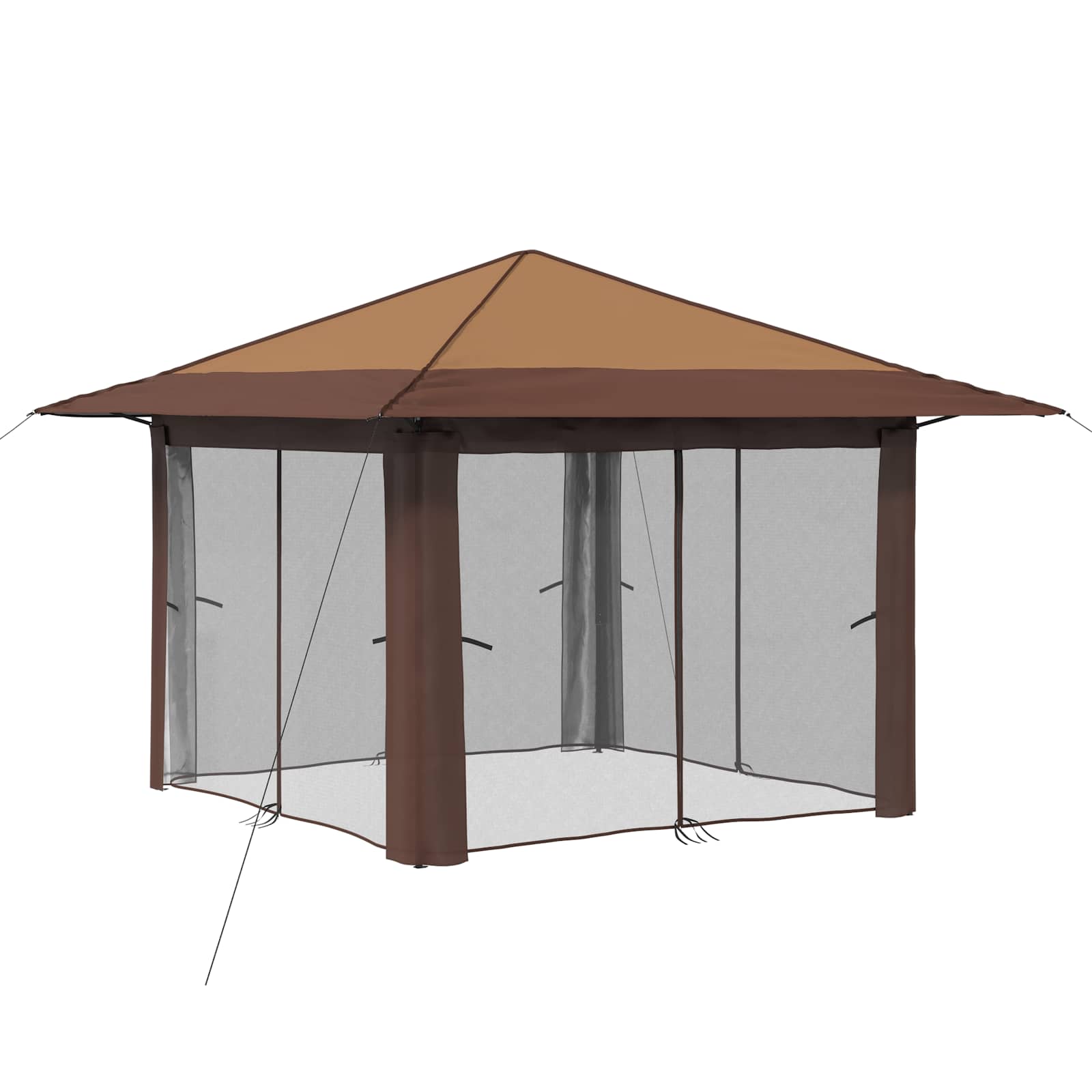Gazebo nelja külgseina ka 3,3 x 3,3 m Bež ja pruun