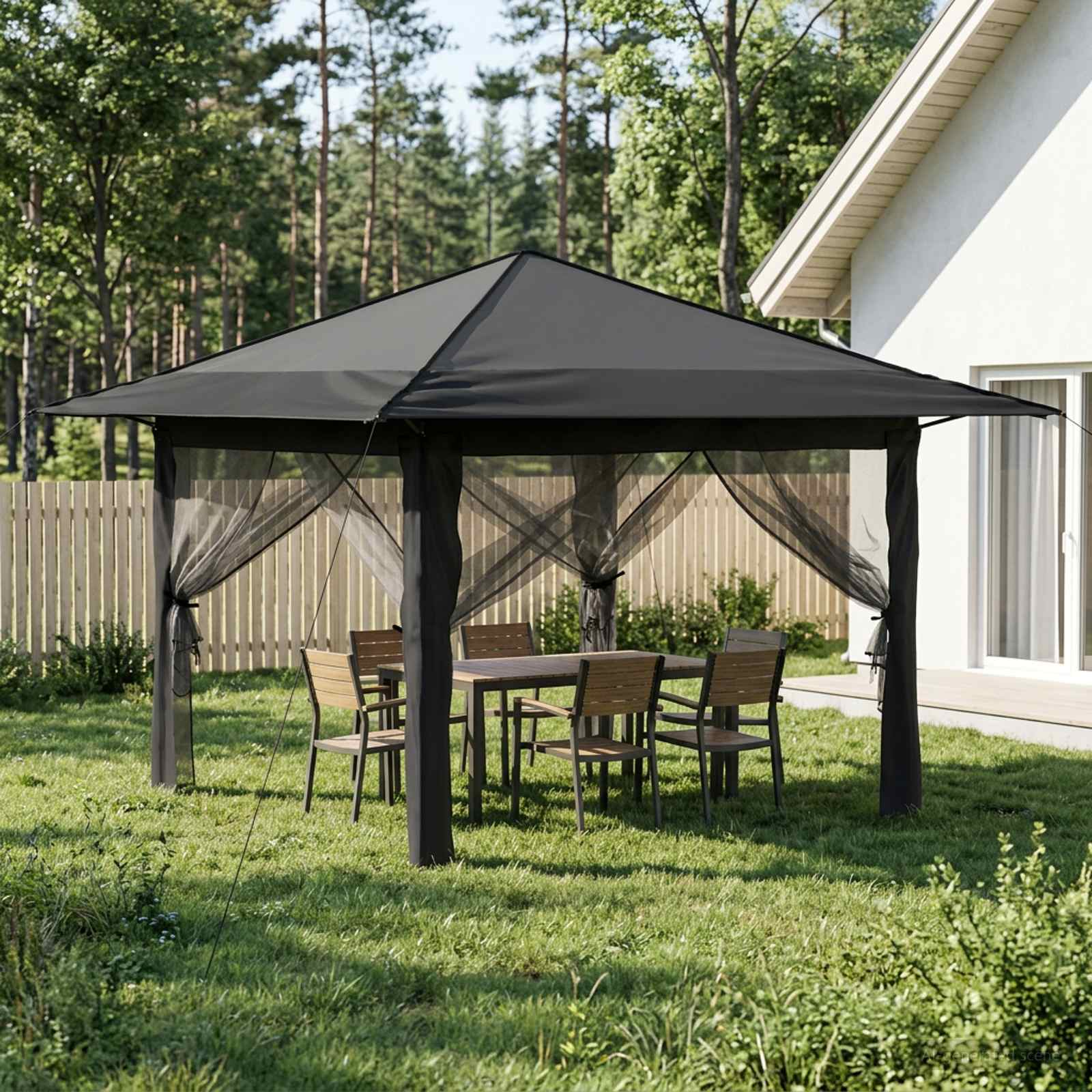 Gazebo nelja külgseina ka 3,3 x 3,3 m Helehall ja antratsiit