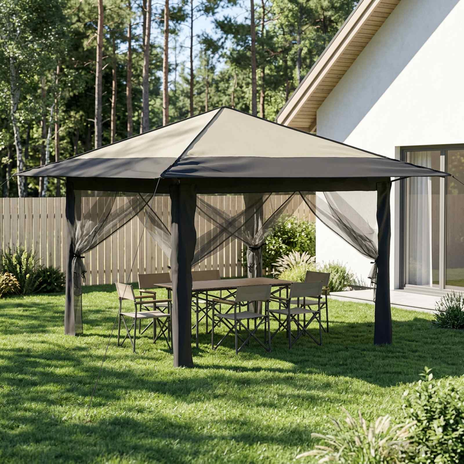 Gazebo nelja külgseina ka 3,3 x 3,3 m Kreem ja antriit