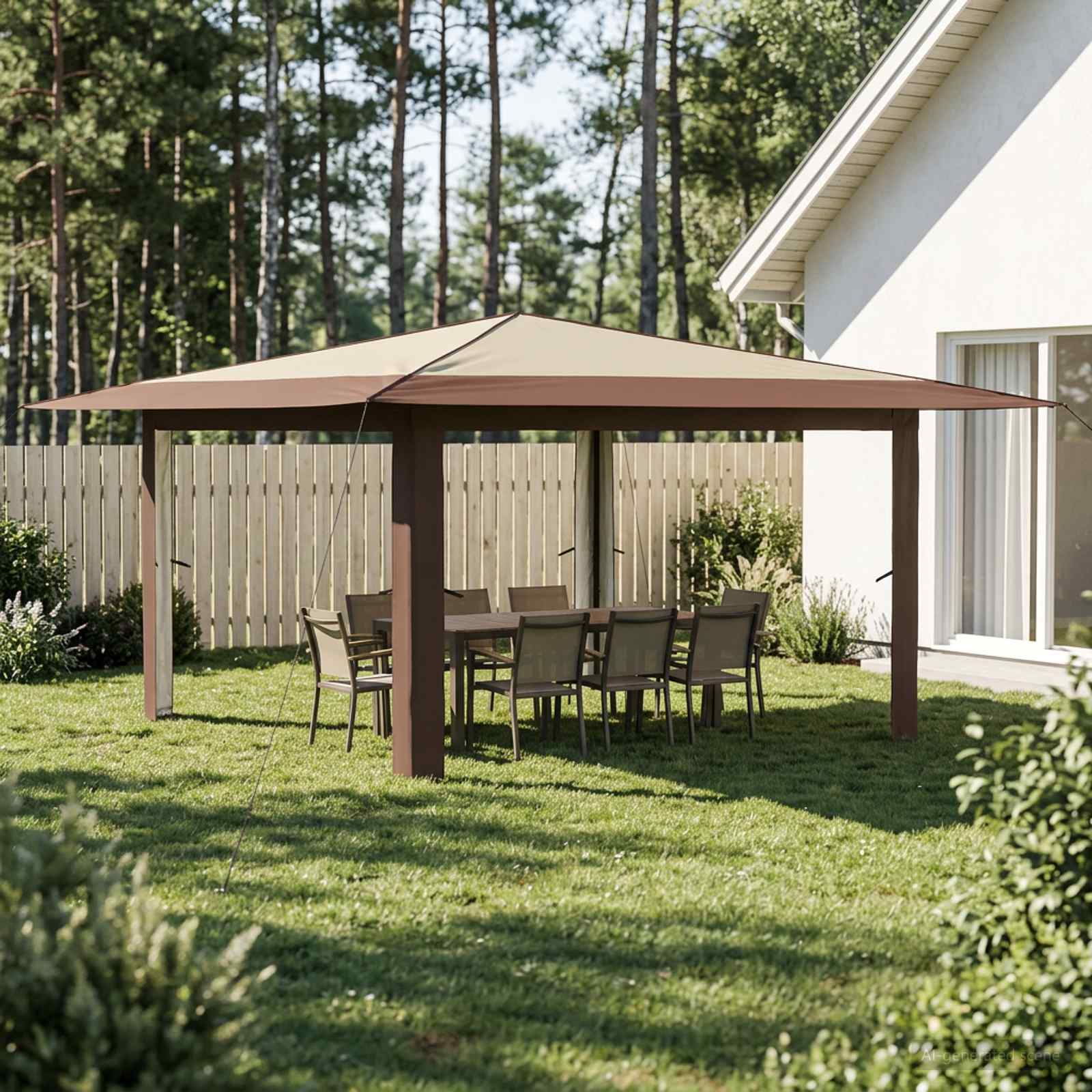 Gazebo ilma külgseinata 4 x 4 m Kreem ja pruun