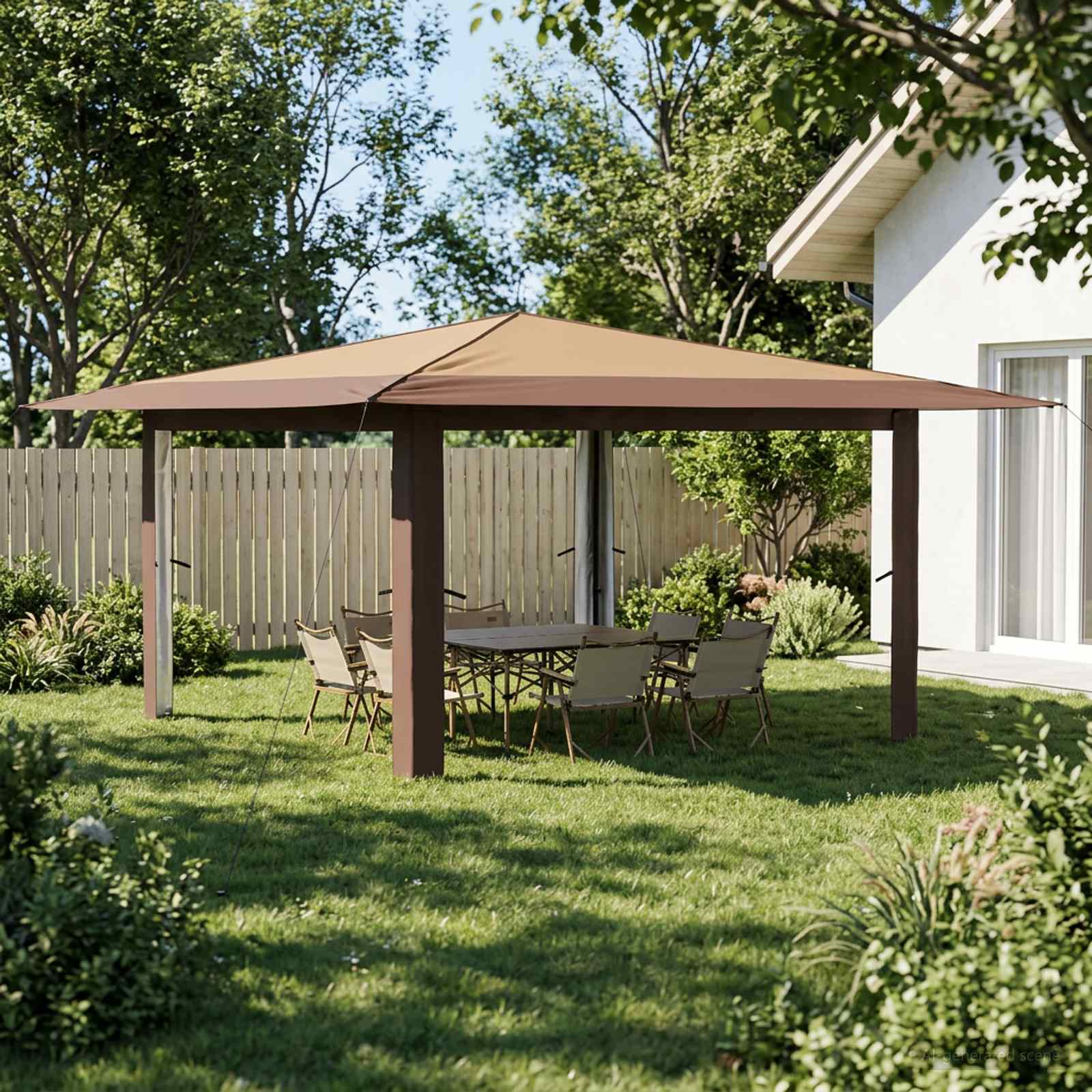 Gazebo ilma külgseinata 4 x 4 m Bež ja pruun