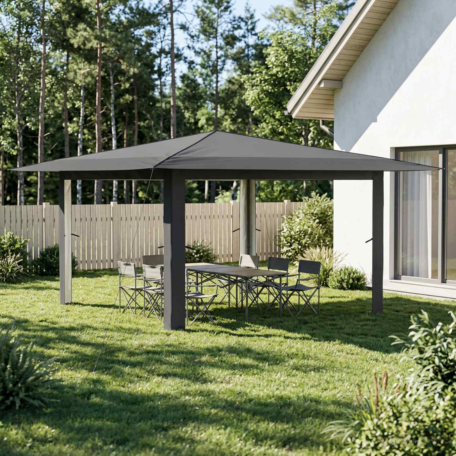 Gazebo ilma külgseinata 4 x 4 m Helehall ja antratsiit