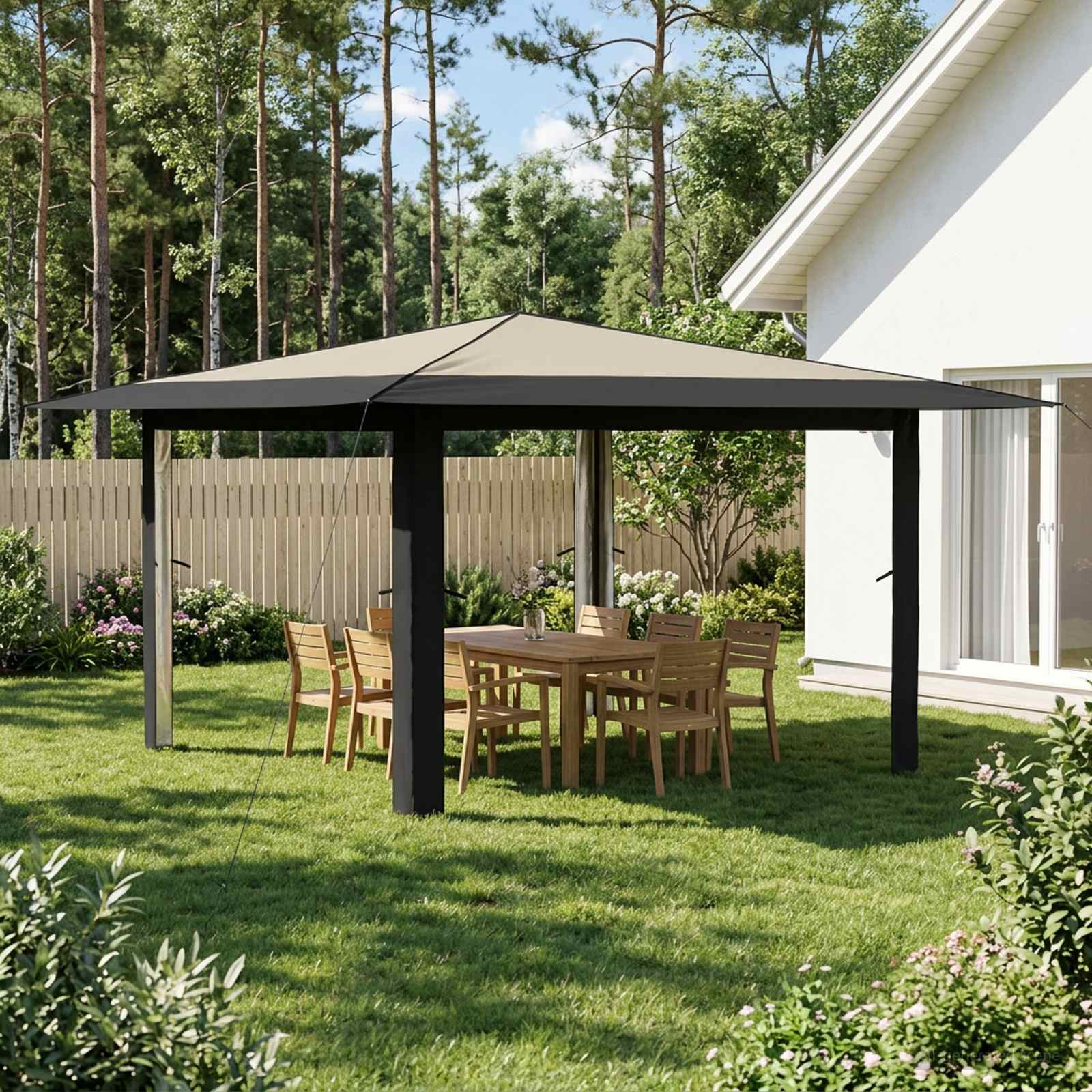 Gazebo ilma külgseinata 4 x 4 m Kreem ja antriit