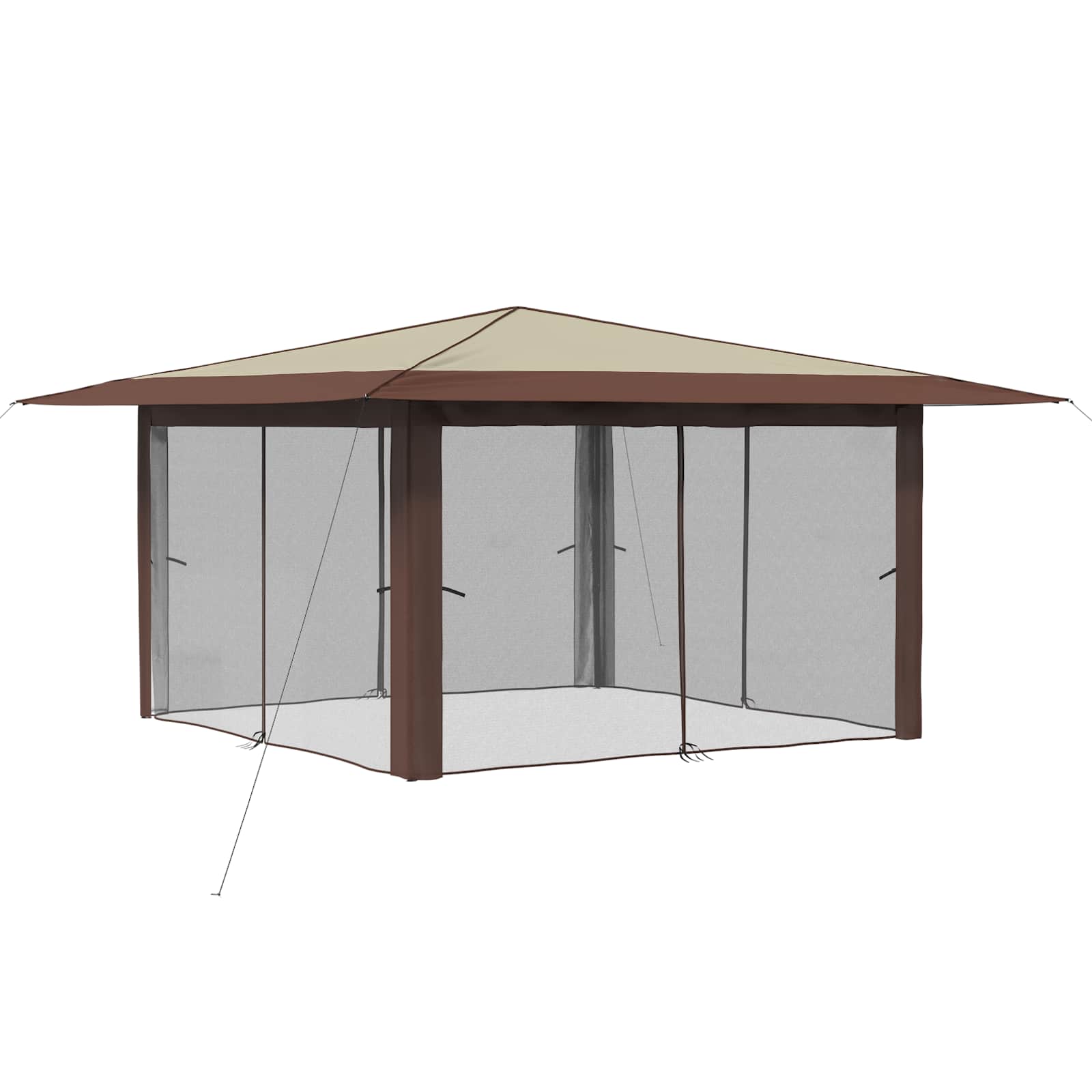 Gazebo 4 külgseinaga 4 x 4 m Kreem ja pruun
