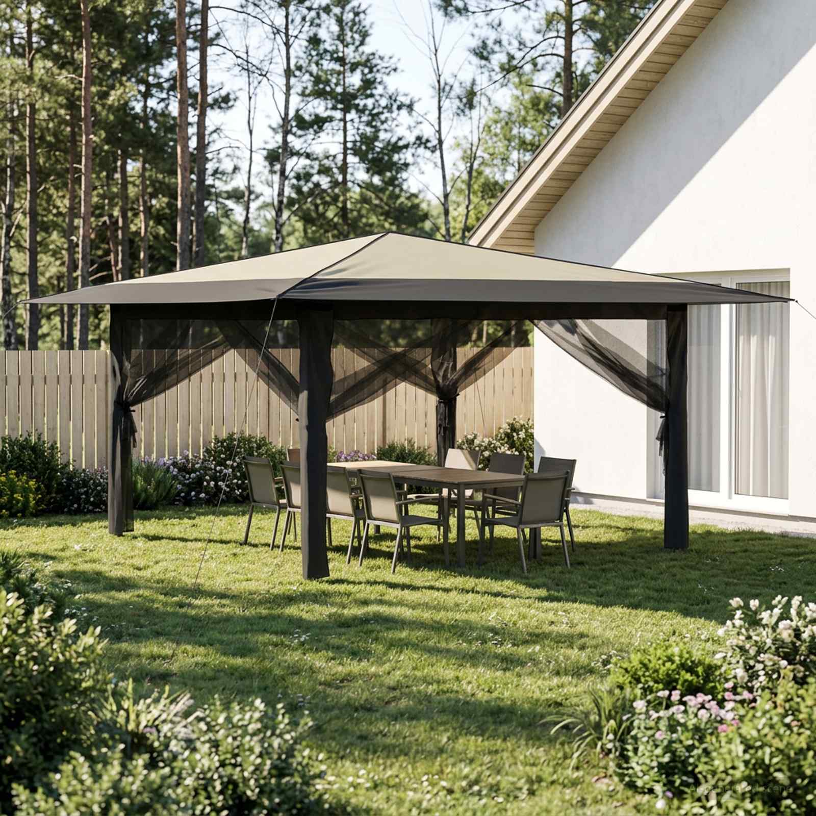 Gazebo 4 külgseinaga 4 x 4 m Kreem ja antriit
