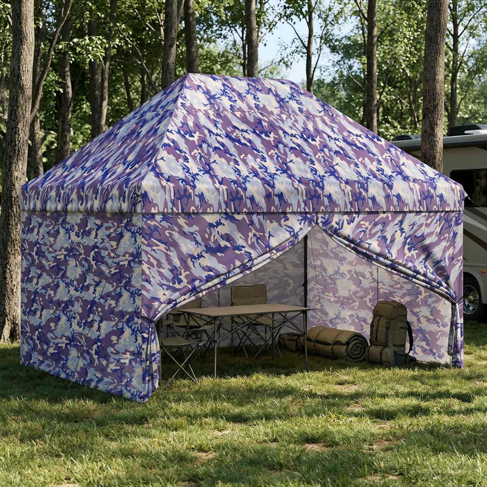 Pop-up Telk 4 Seina Kaa 2,9 x 4,3 m Sinine kamuflaaž