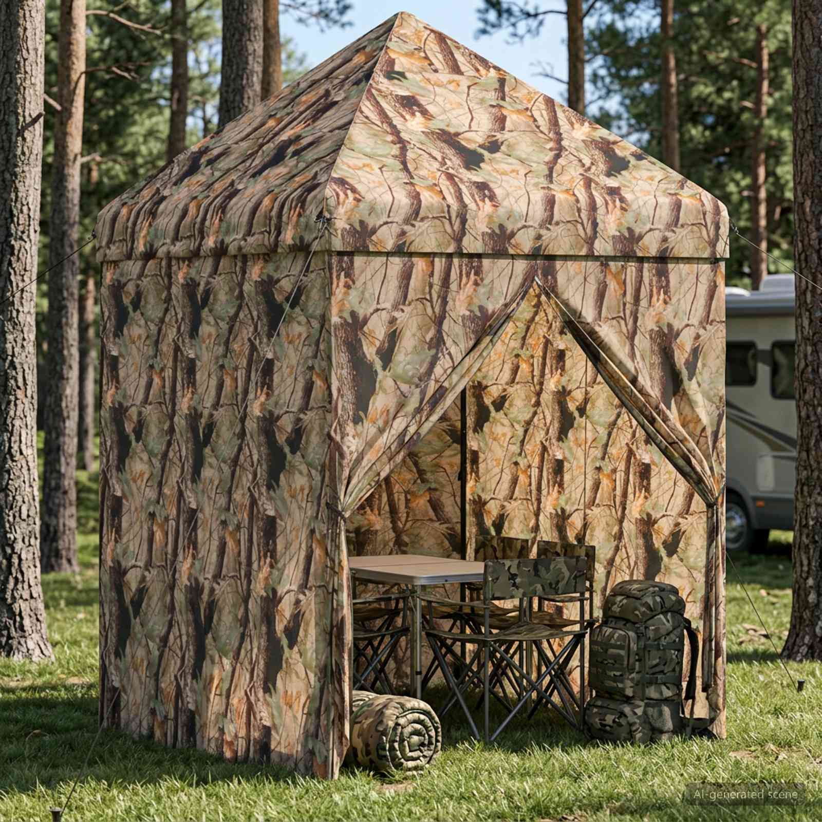 Pop-up Telk 4 Seina Kaa 2 x 2 m Metsaline kamuflaaž