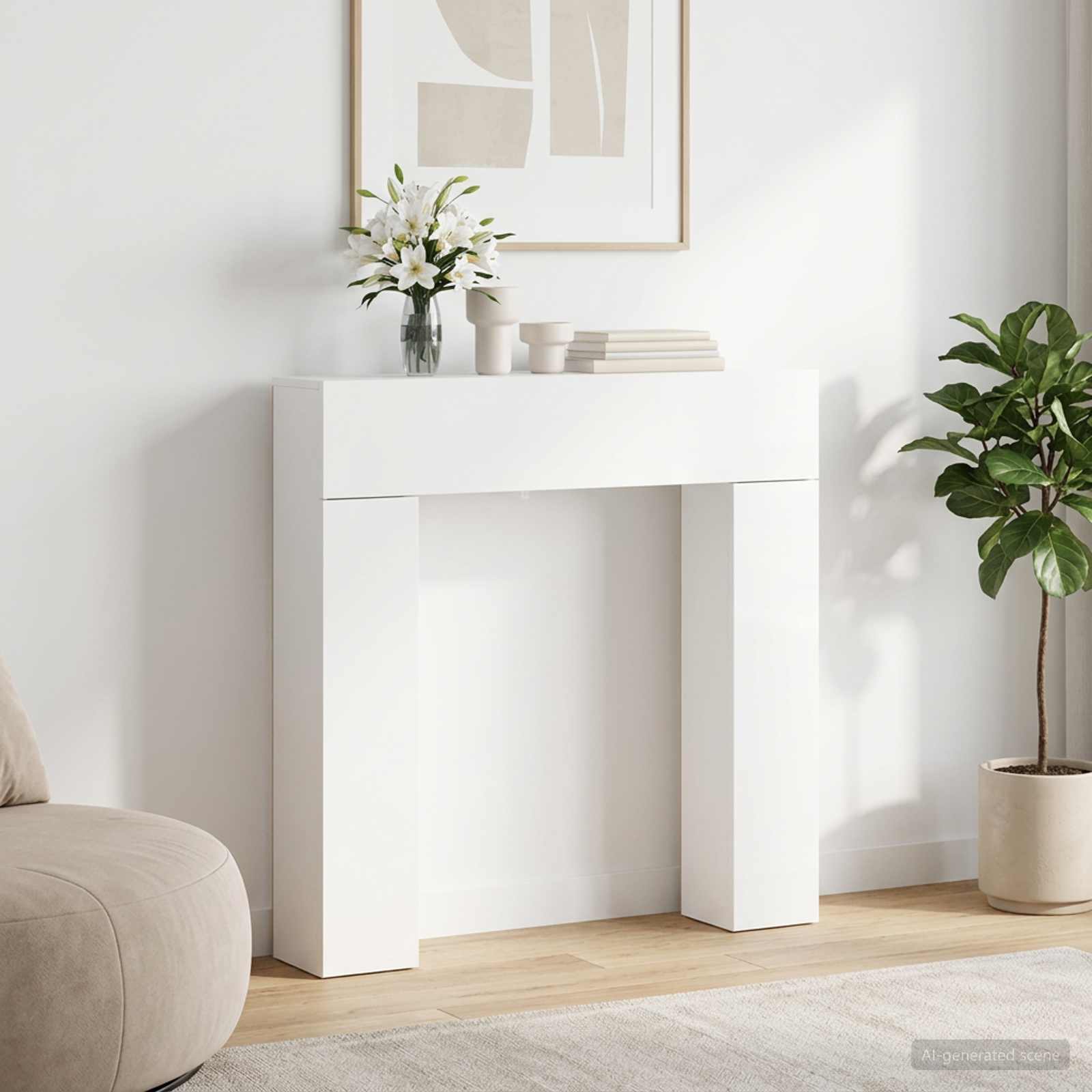 Kamina raam Valge 102 x 18 x 100,5 cm Tehispuit