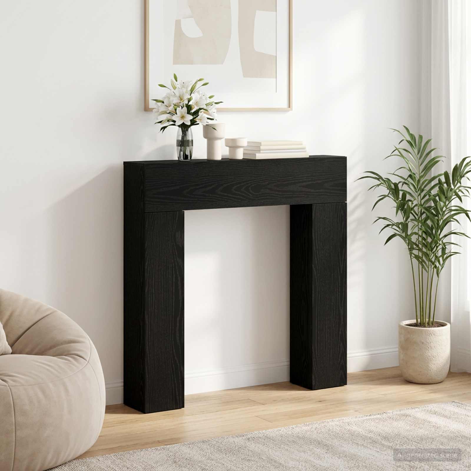 Kamina raam Must tamm 102 x 18 x 100,5 cm Tehispuit