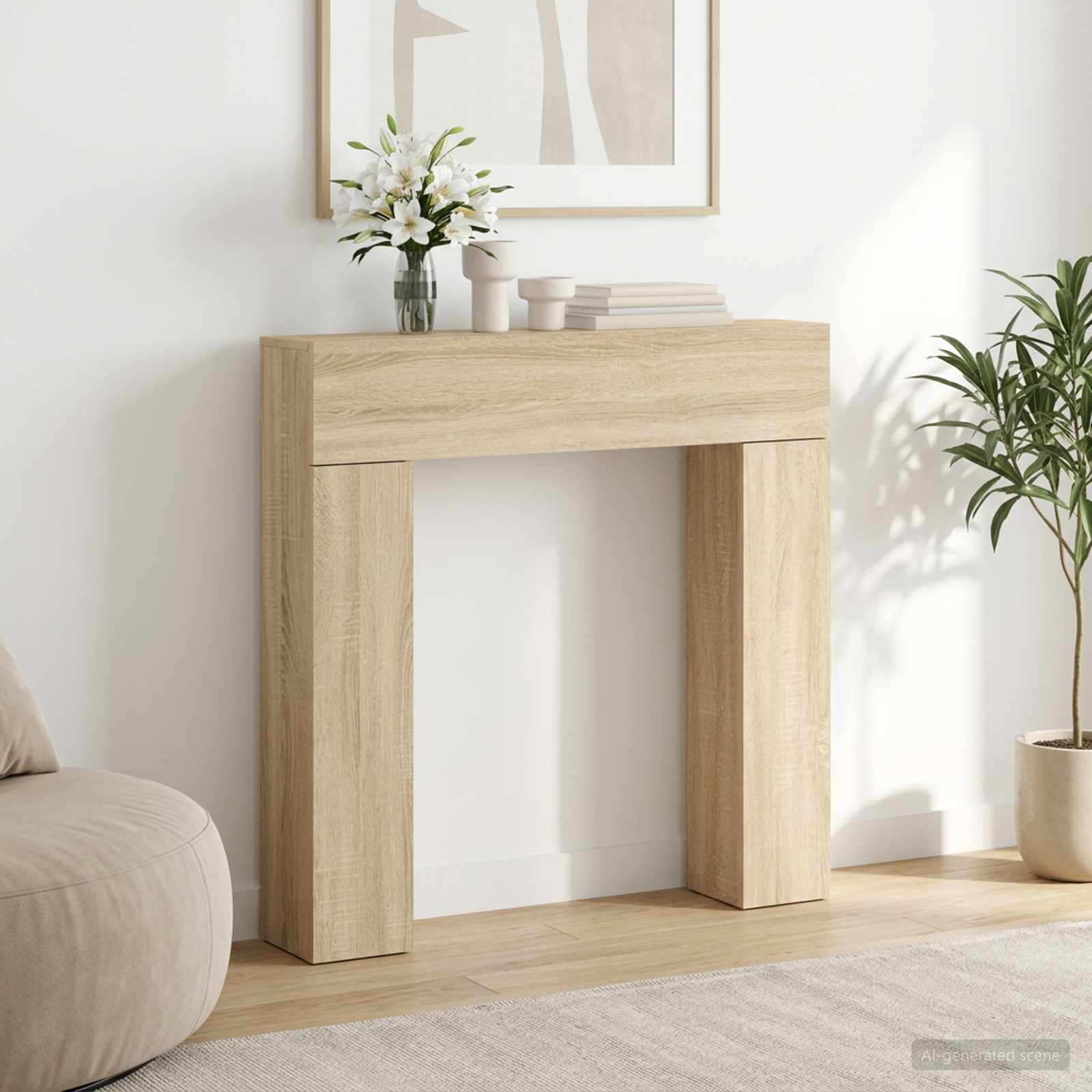 Kamina raam Sonoma tamm 102 x 18 x 100,5 cm Tehispuit