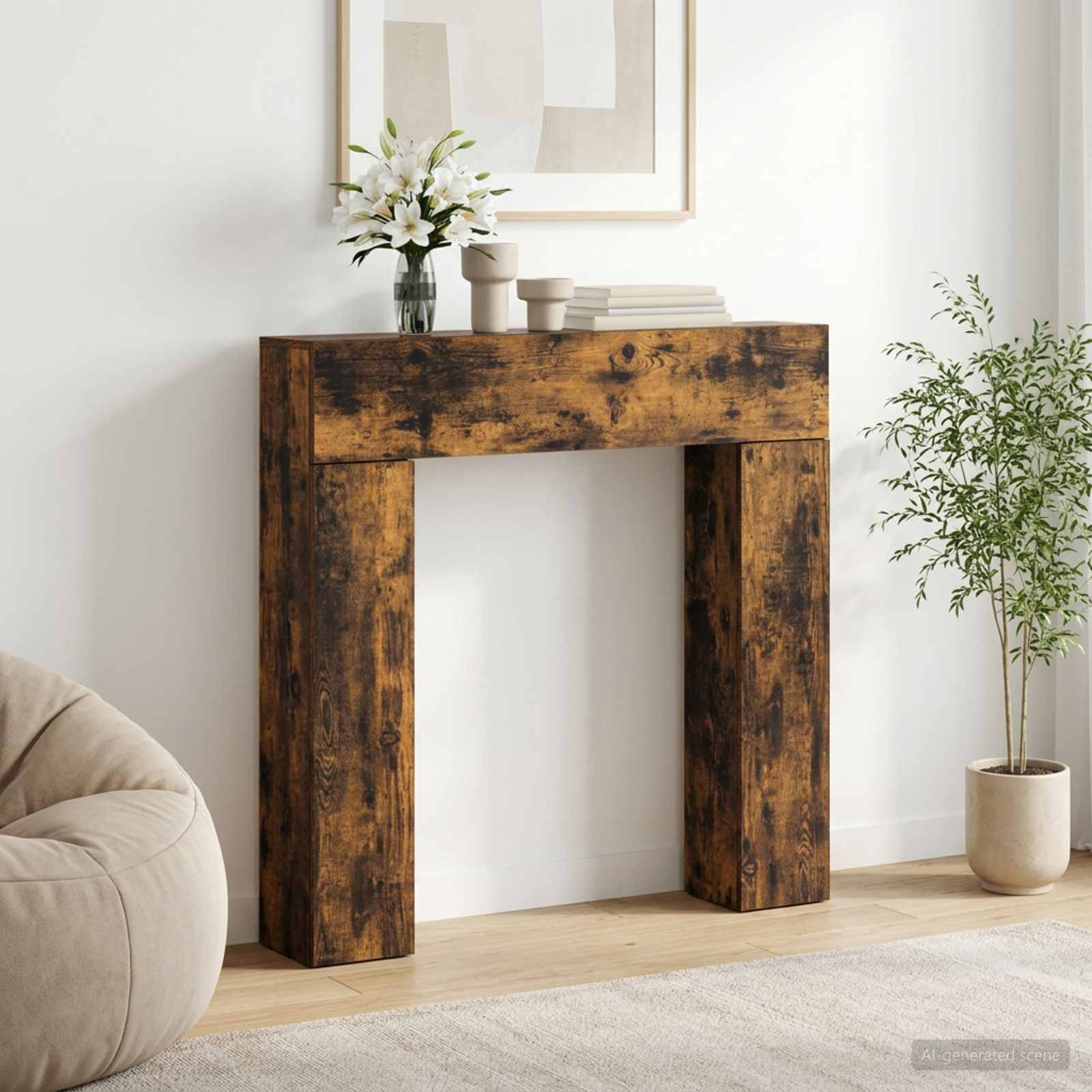 Kamina raam Suitsutatud tamm 102 x 18 x 100,5 cm Tehispuit