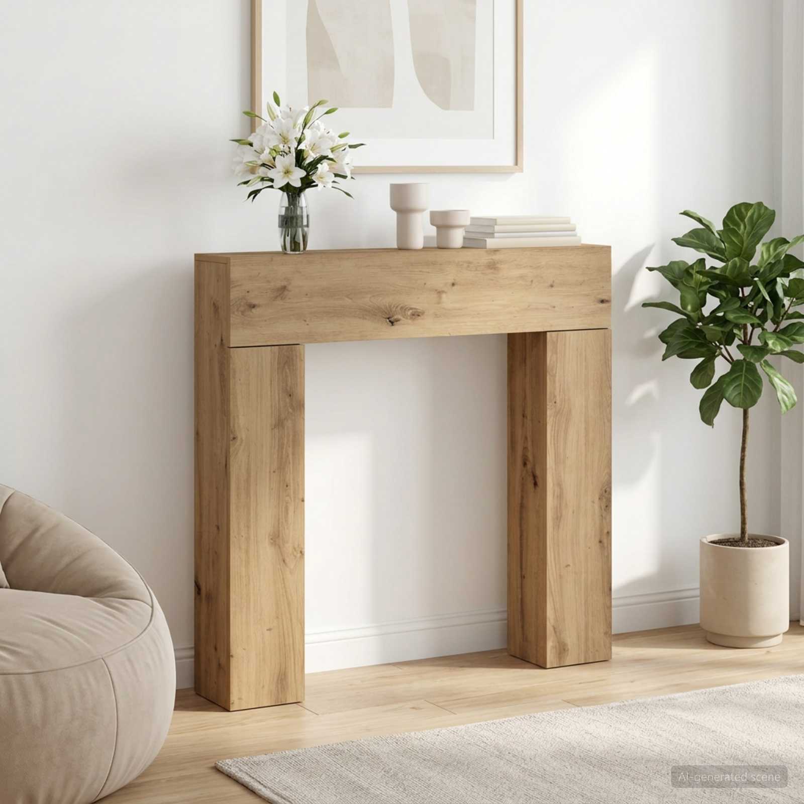 Kamina raam Artisan tamm 102 x 18 x 100,5 cm Tehispuit