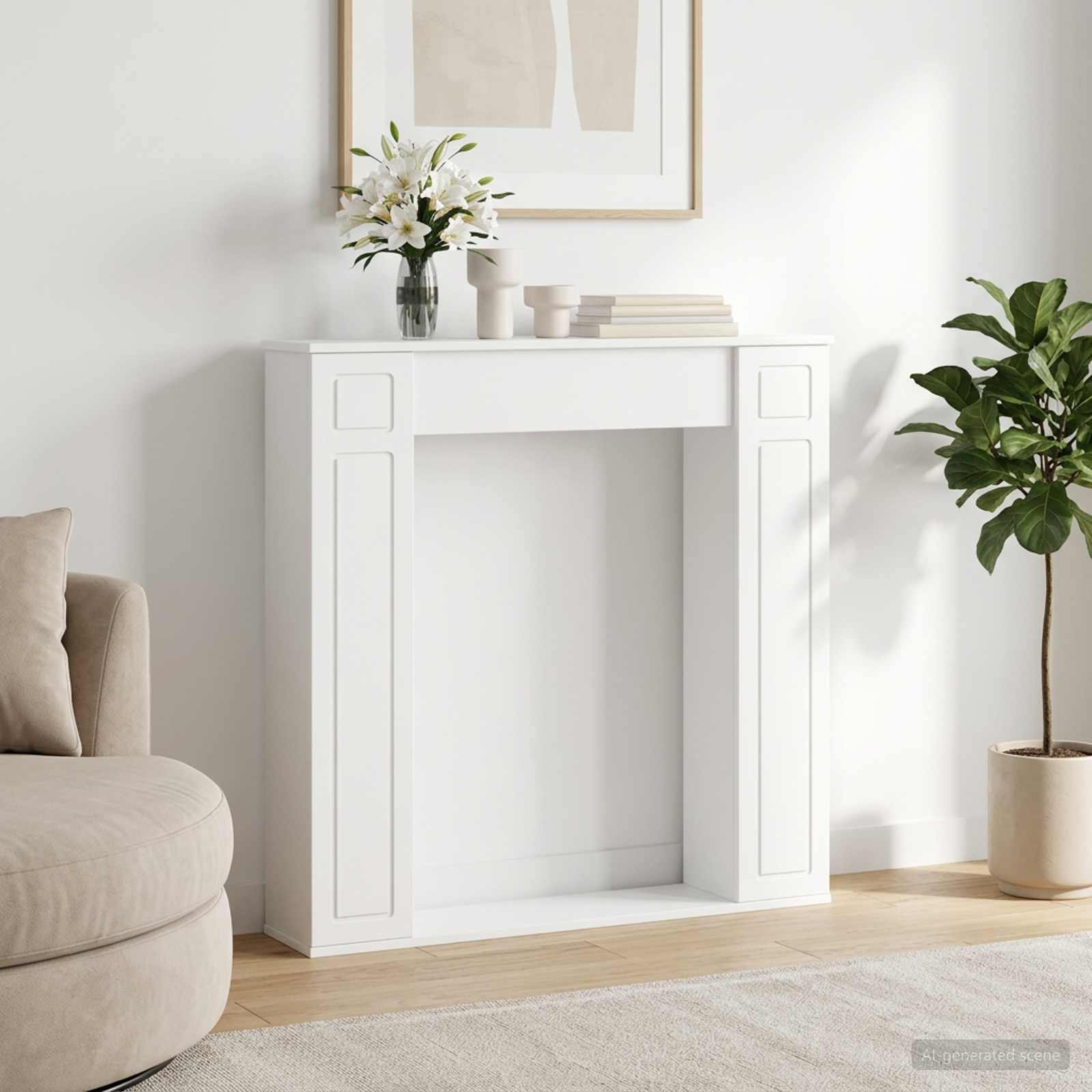 Kamina raam Valge 100 x 20 x 100 cm Tehispuit