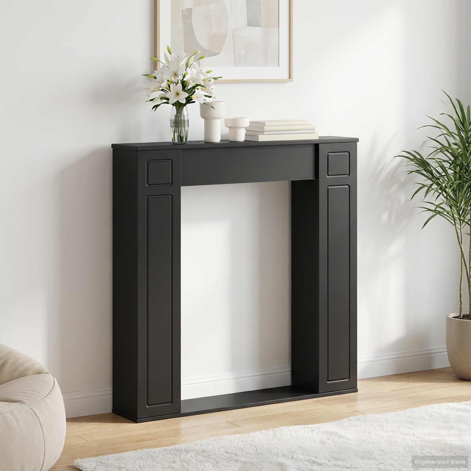 Kamina raam Must 100 x 20 x 100 cm Tehispuit