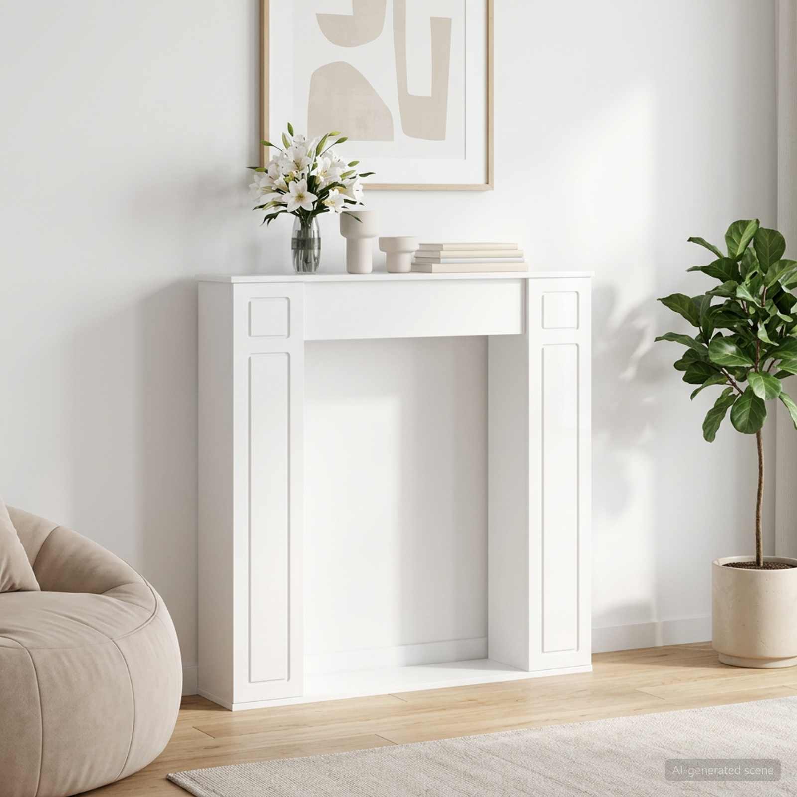 Kamina raam Kõrgläikega valge 100 x 20 x 100 cm Tehispuit