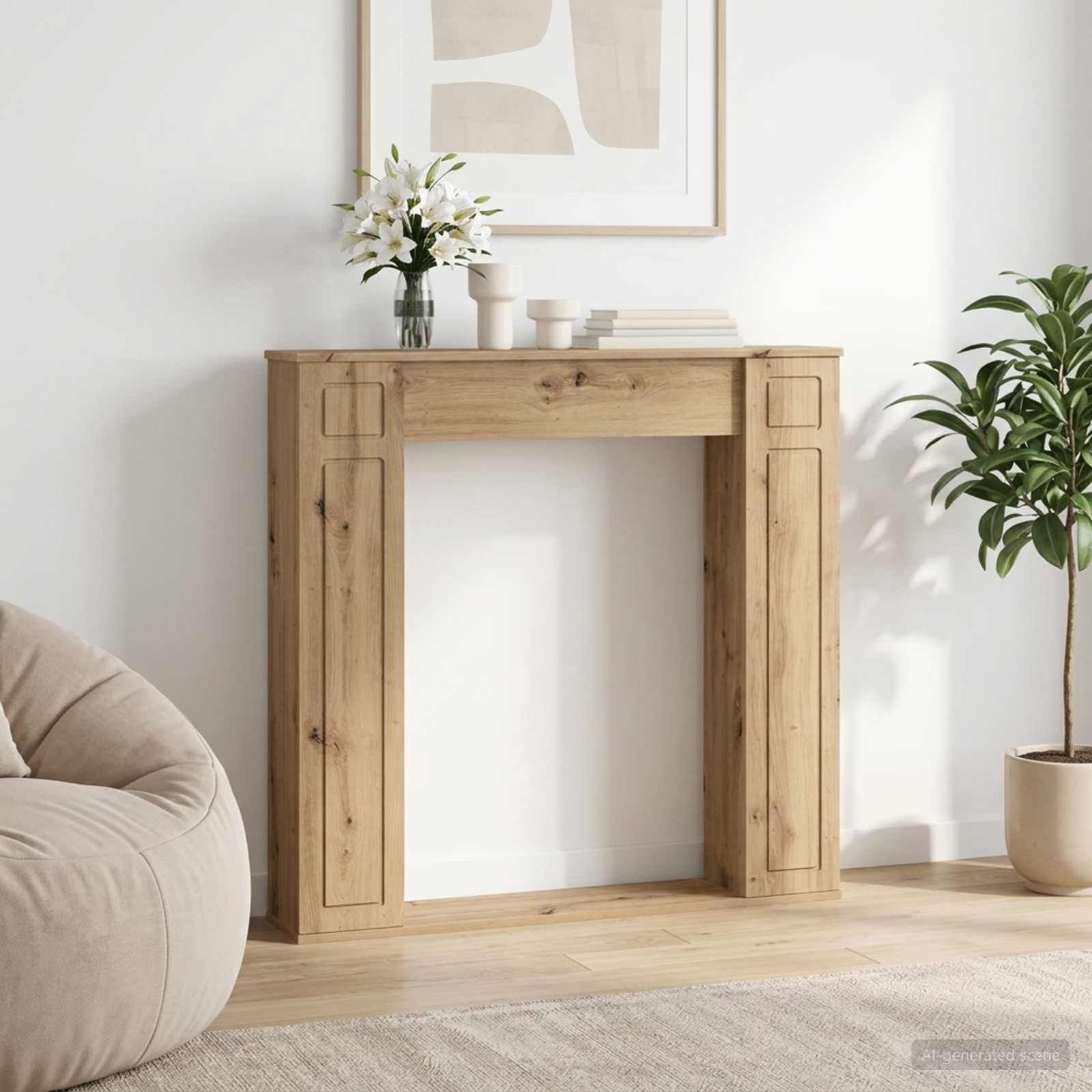 Kamina raam Artisan tamm 100 x 20 x 100 cm Tehispuit