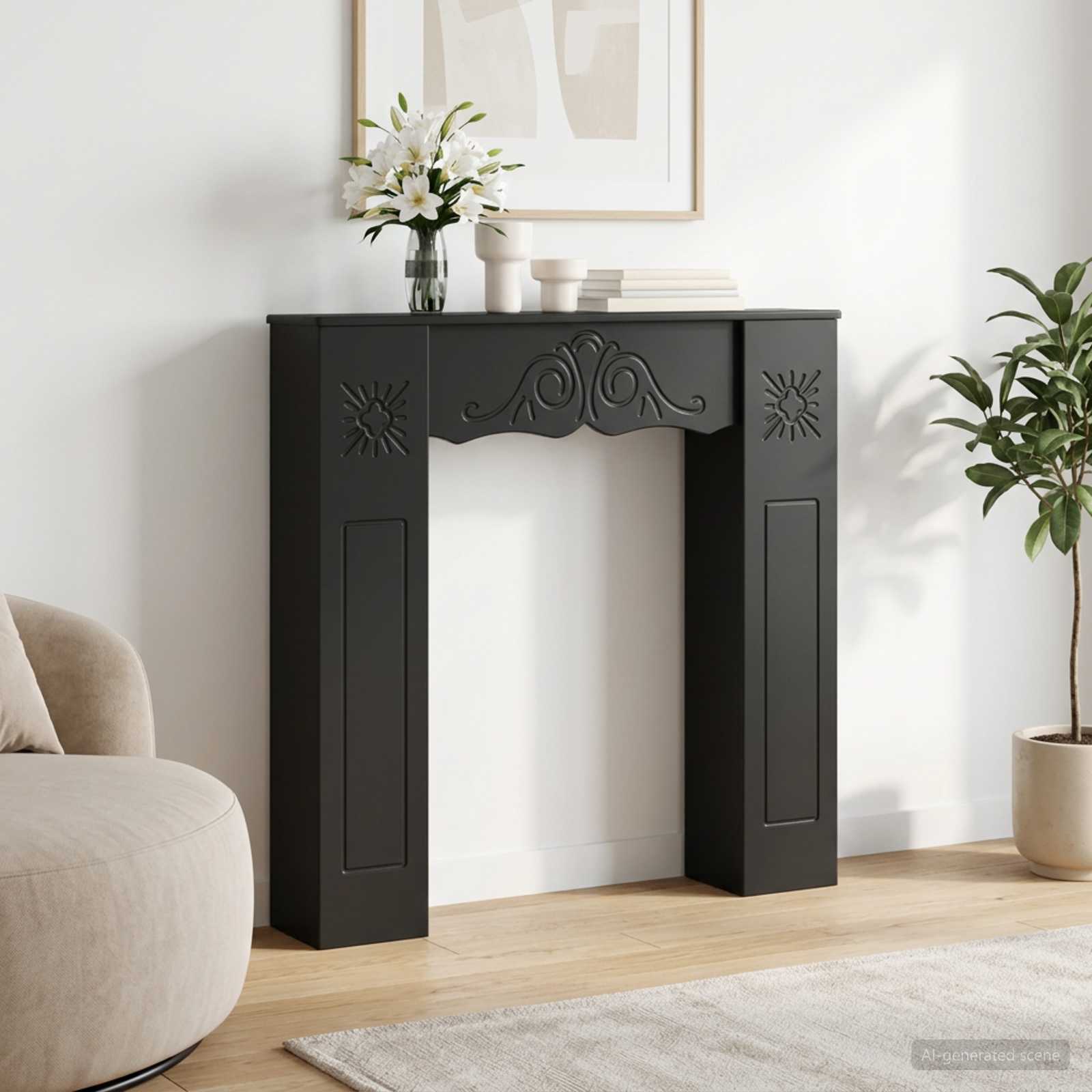 Kamina raam Must 102 x 20 x 102 cm Tehispuit