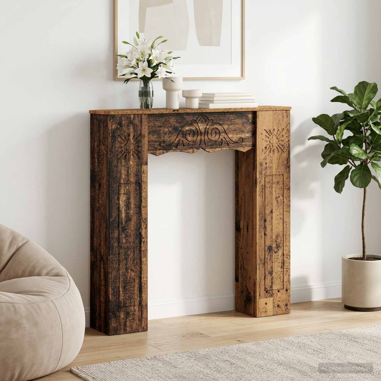 Kamina raam Vana puit 102 x 20 x 102 cm Tehispuit
