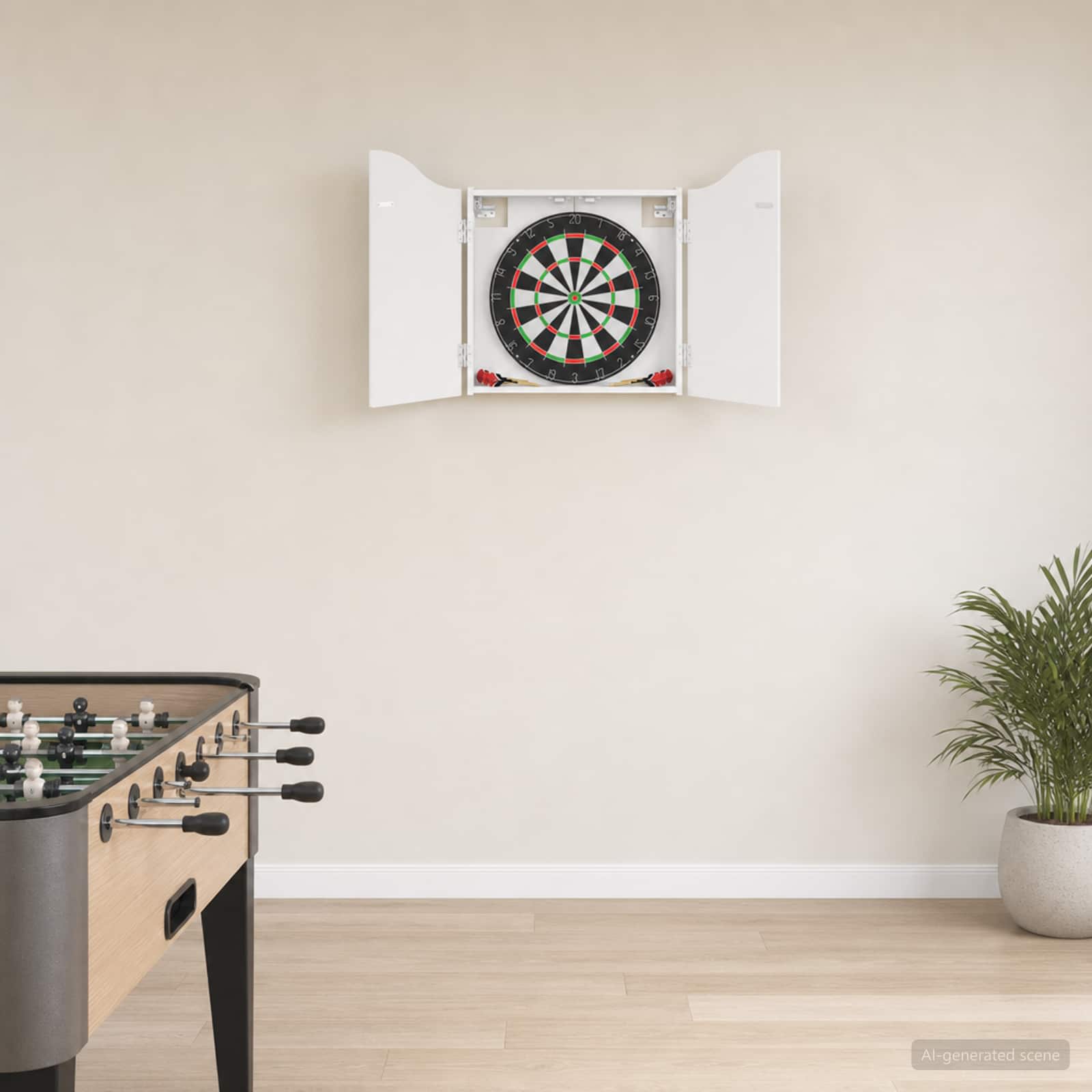 Dartboardi kapp Kõrgläikega valge 56 x 12 x 63 cm Tehispuit