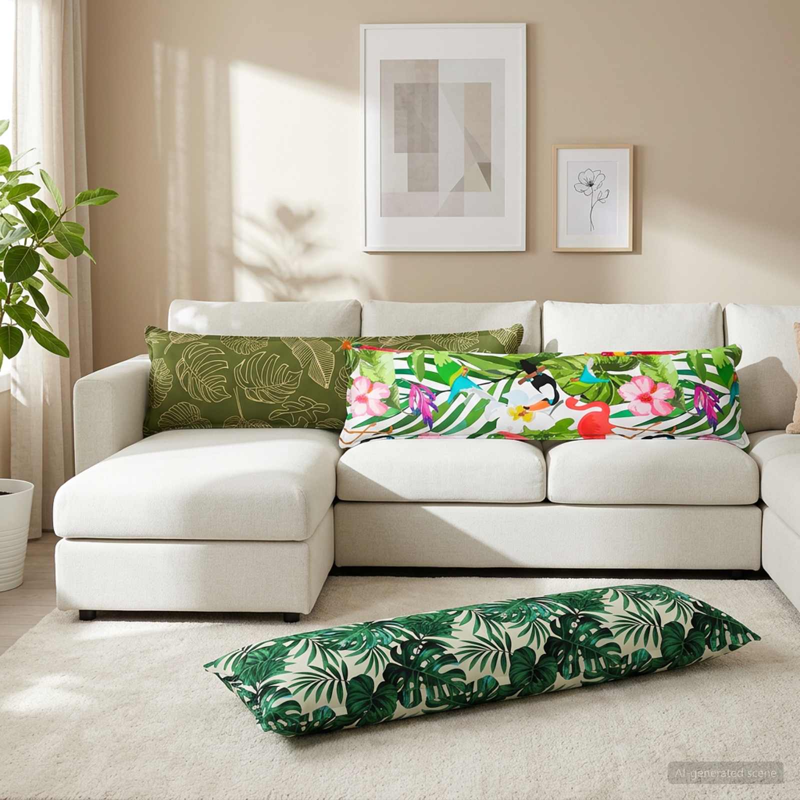 Padi Leht padjaga HOUTEN Lehe muster 40 x 145 cm Polüester