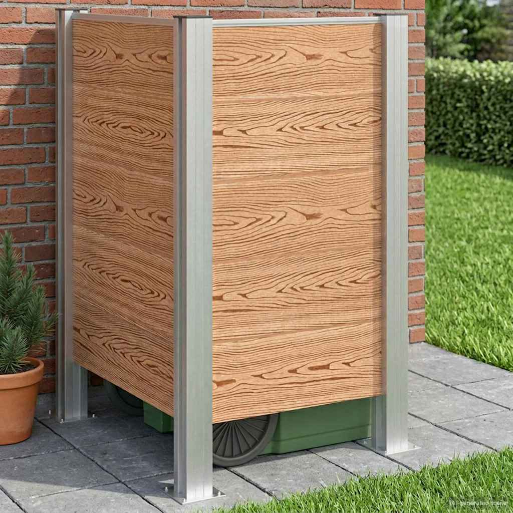 Prügikasti tregi Pruun 85 x 85 x 115 cm Alumiinium ja WPC