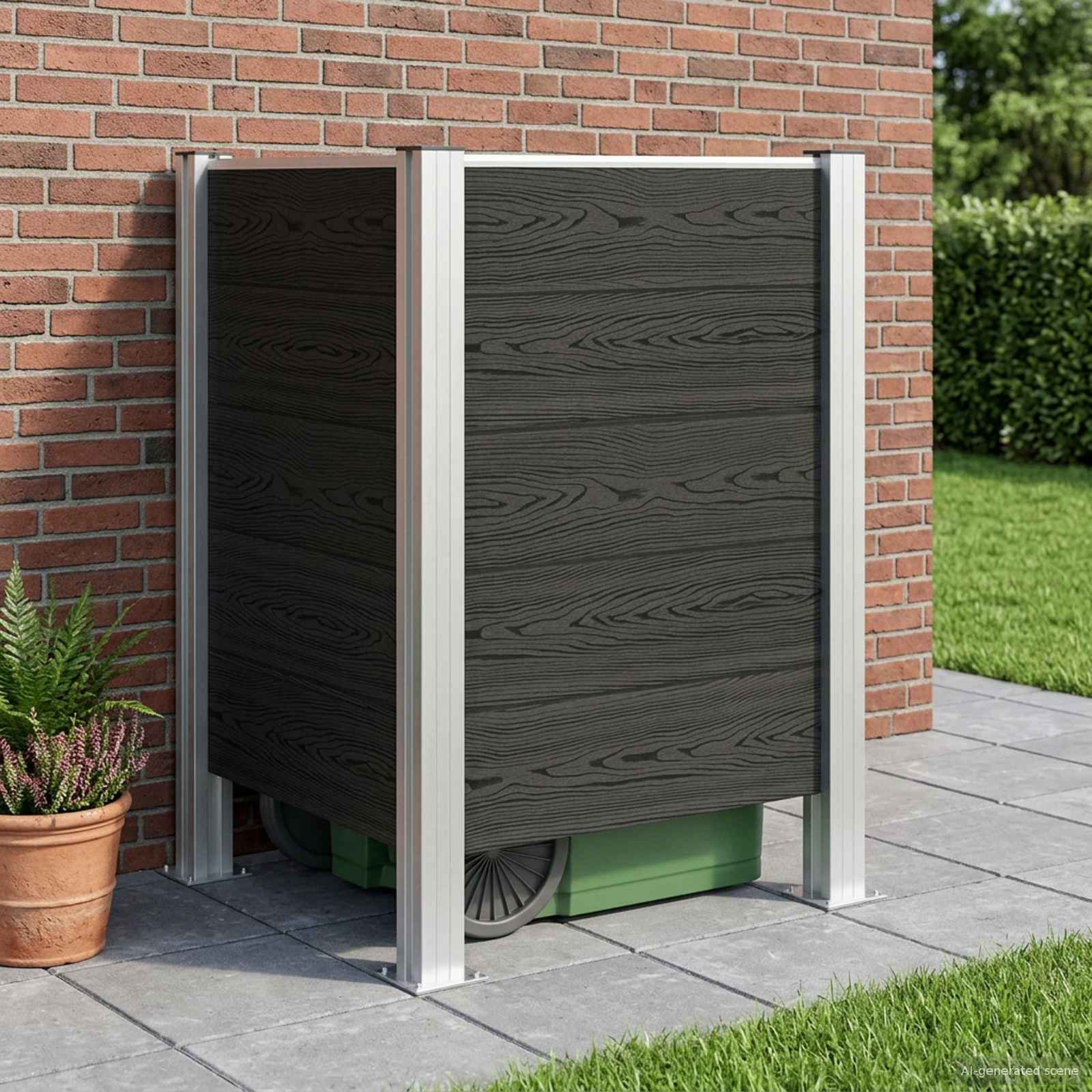Prügikasti tregi Hall 85 x 85 x 115 cm Alumiinium ja WPC